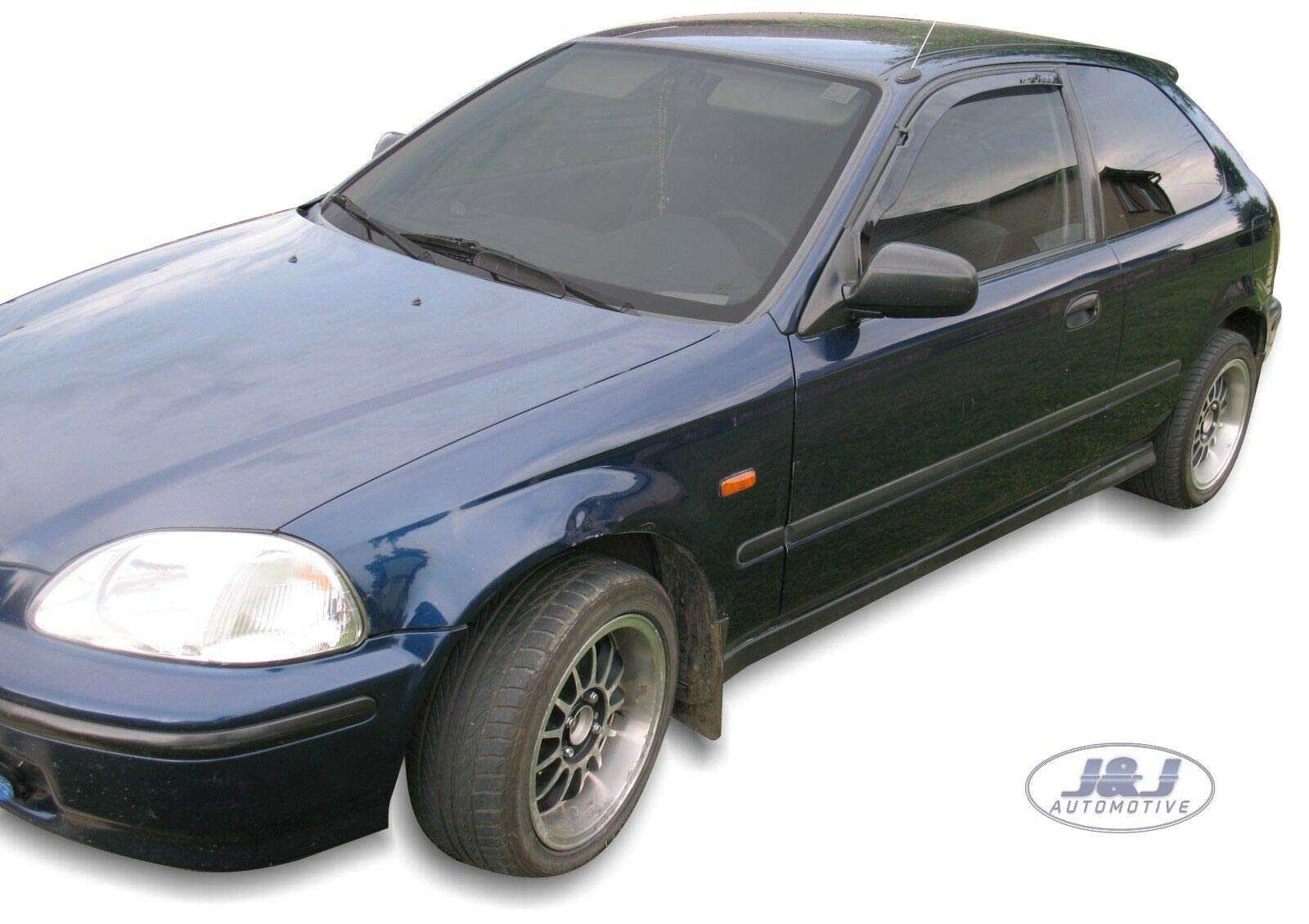 J&J AUTOMOTIVE Windabweiser passend für Honda Civic 3-Türer 1995-2000 2tlg, Heko Regenabweiser Vorne Getönt Dunkel Passform