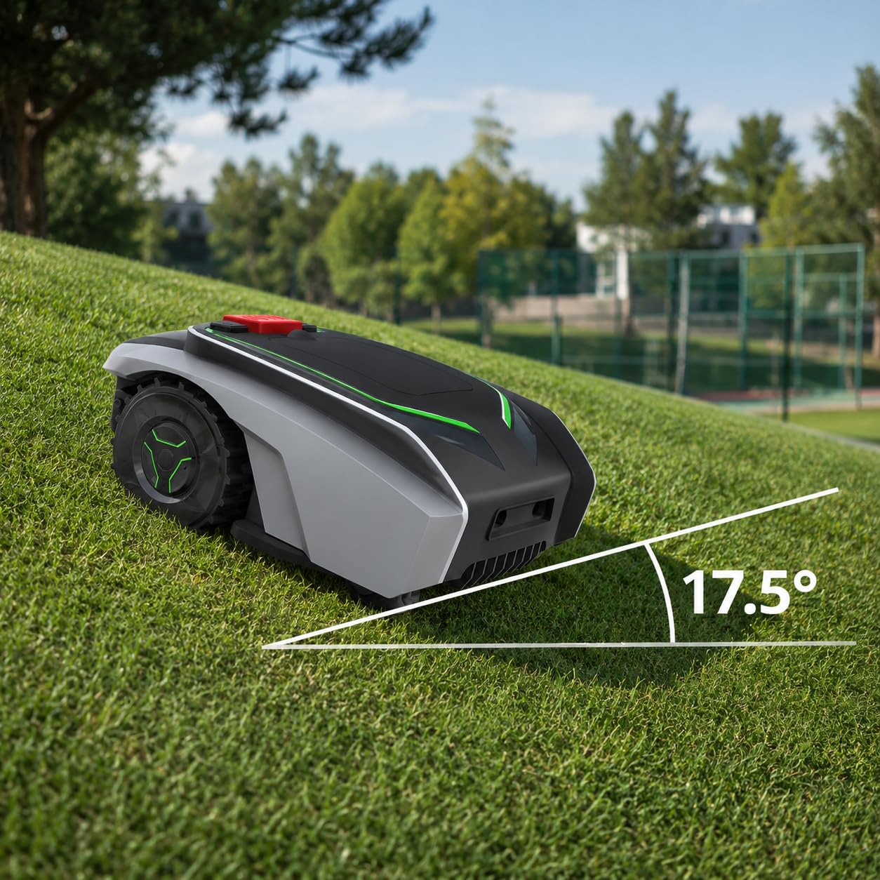Cortacésped robótico, cortacésped automático con navegación inteligente, funcionamiento silencioso y compatibilidad con pendiente para césped grande