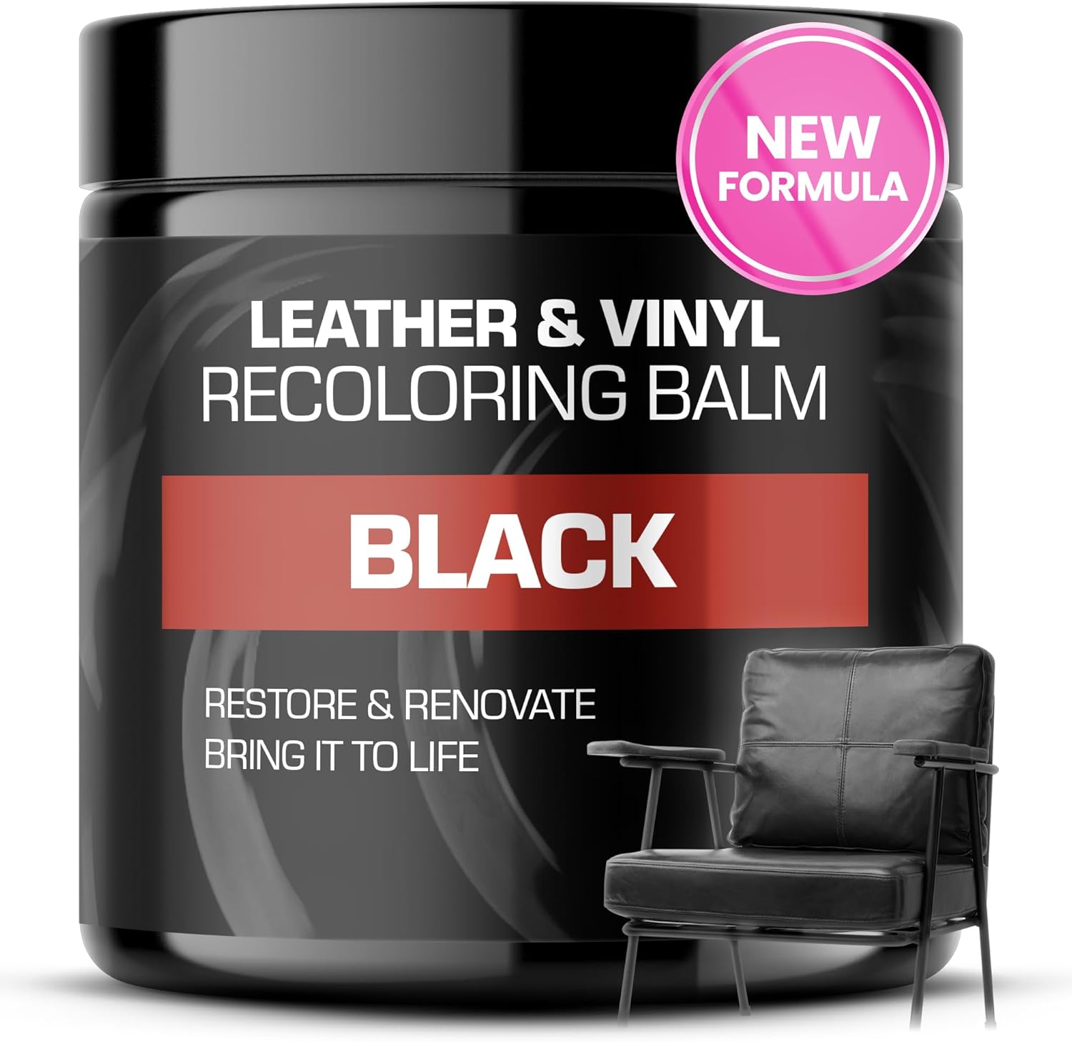 FORTIVO Leather Recoloring Balm, Color Restorer, Scratch Remover, Couch Paint and Repair, Leather Balm for Couches Black