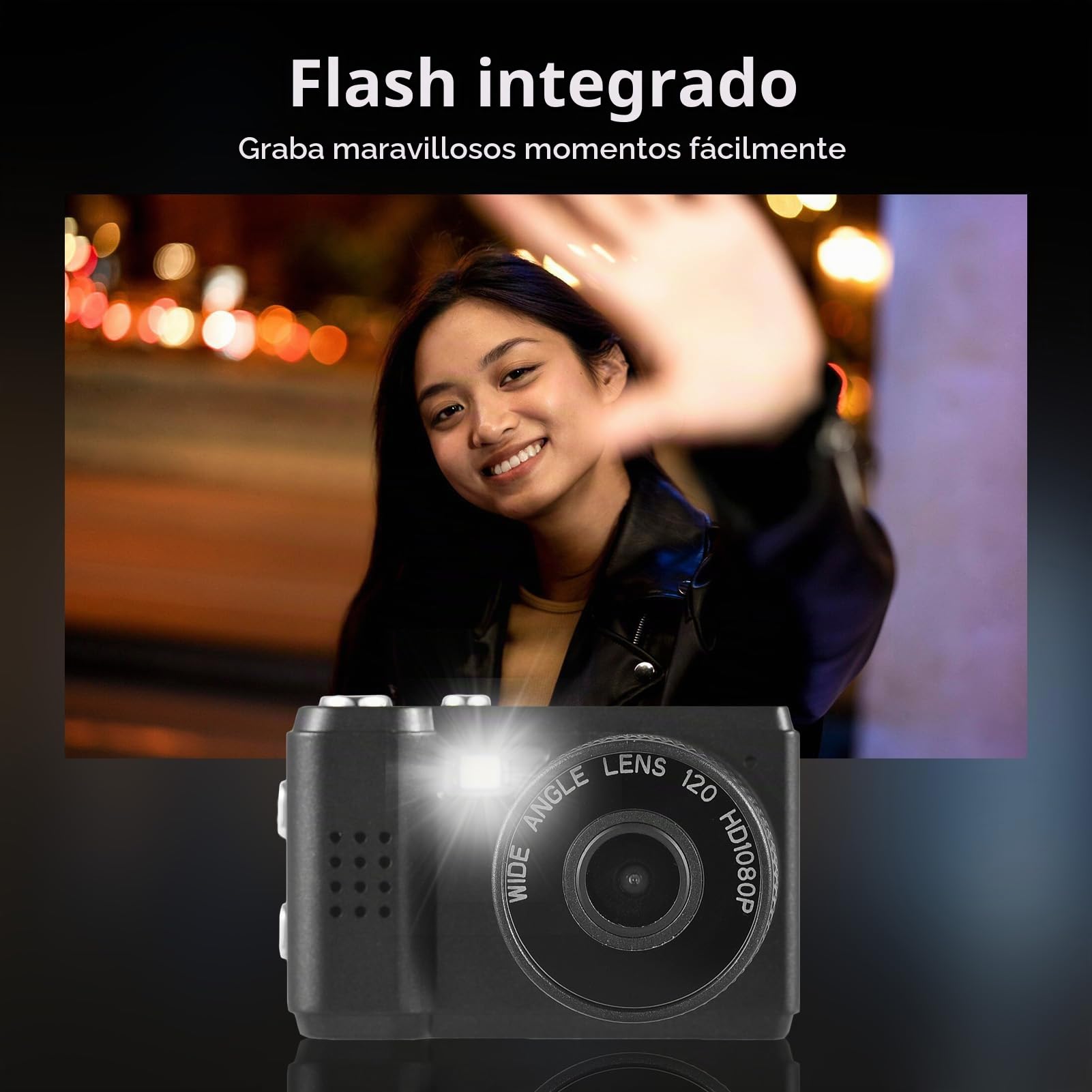 Cámara digital mini Andoer, cámara compacta digital 1080P, cámara fotográfica con batería incorporada y pantalla LCD con flash para niños, adolescentes, adultos mayores, principiantes
