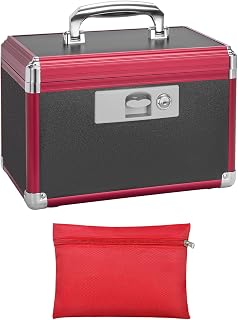 LOCKCURX Medicine Lock Box With Key - 10 x 6 x 6.7 Inches - Black & Red, Red Medicine Pouch - Secure Storage for Medicatio... Price In India