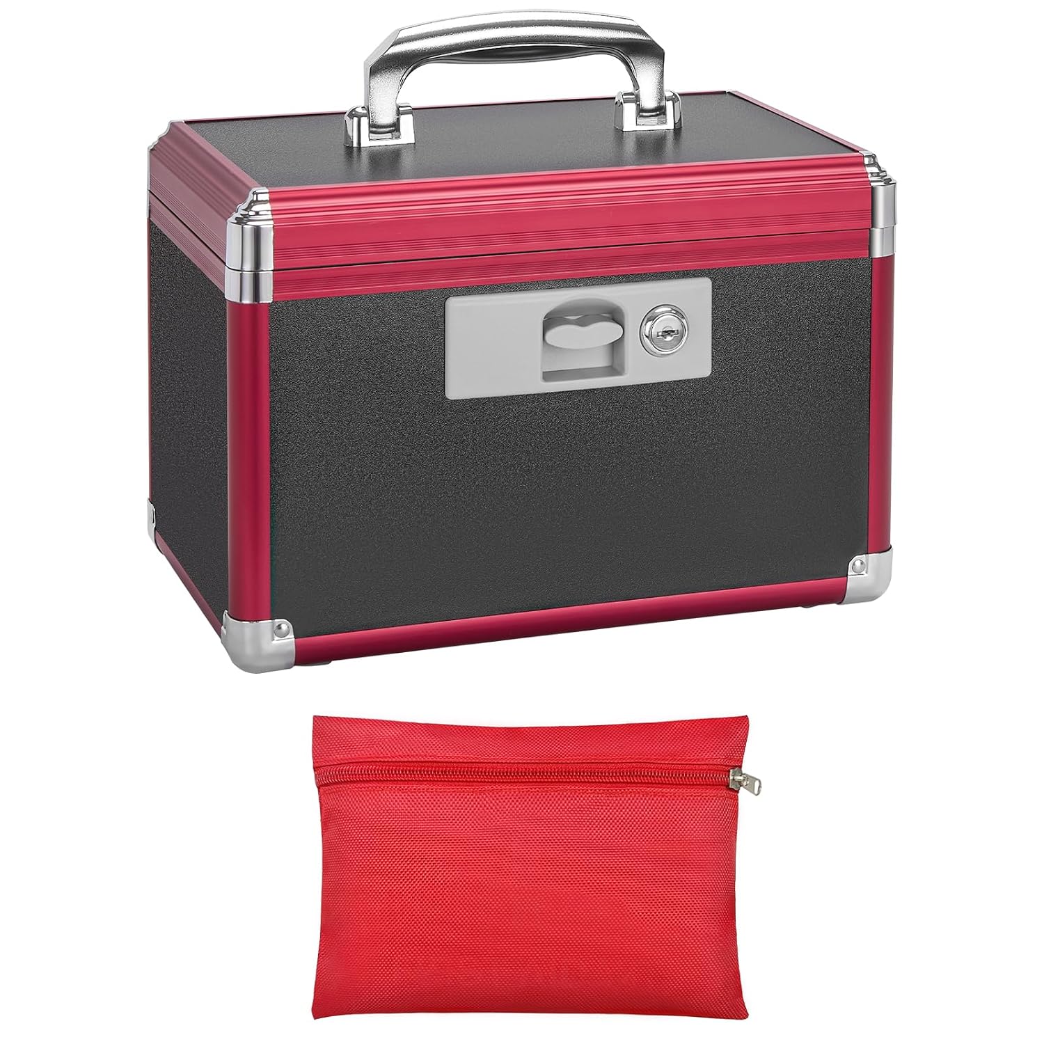 LOCKCURX Medicine Lock Box With Key - 10 x 6 x 6.7 Inches - Black & Red, Red Medicine Pouch - Secure Storage for Medicatio... - Review, Price and Buying Guide