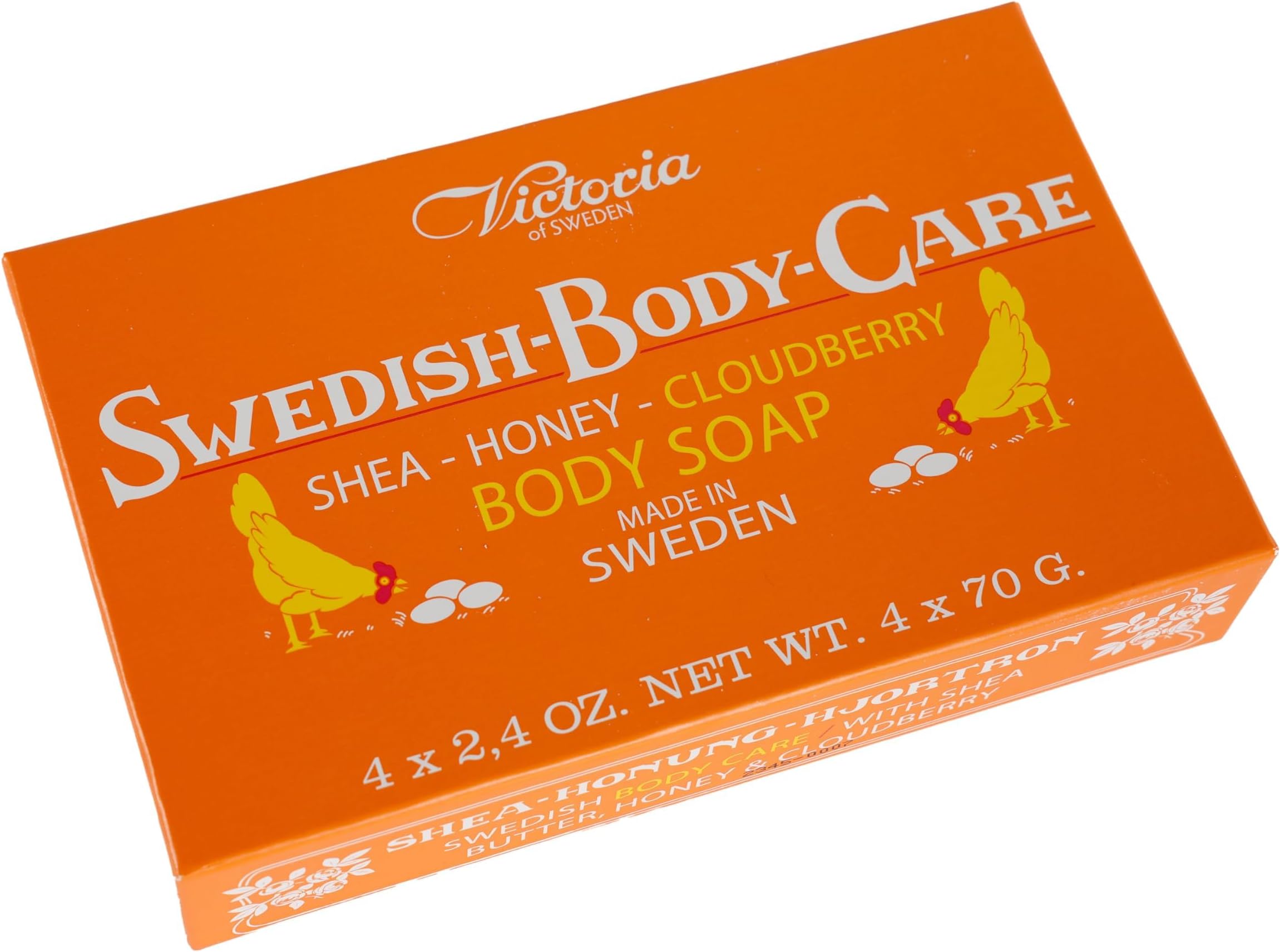 VICTORIA Body Soap Shea-Honey & Cloudberry (4-Pack) โ Vitamin-Rich Refreshment for Glowing Skin, Calming Nordic Scent, Egg White Formula, Swedish Beauty, 2.4oz x 4