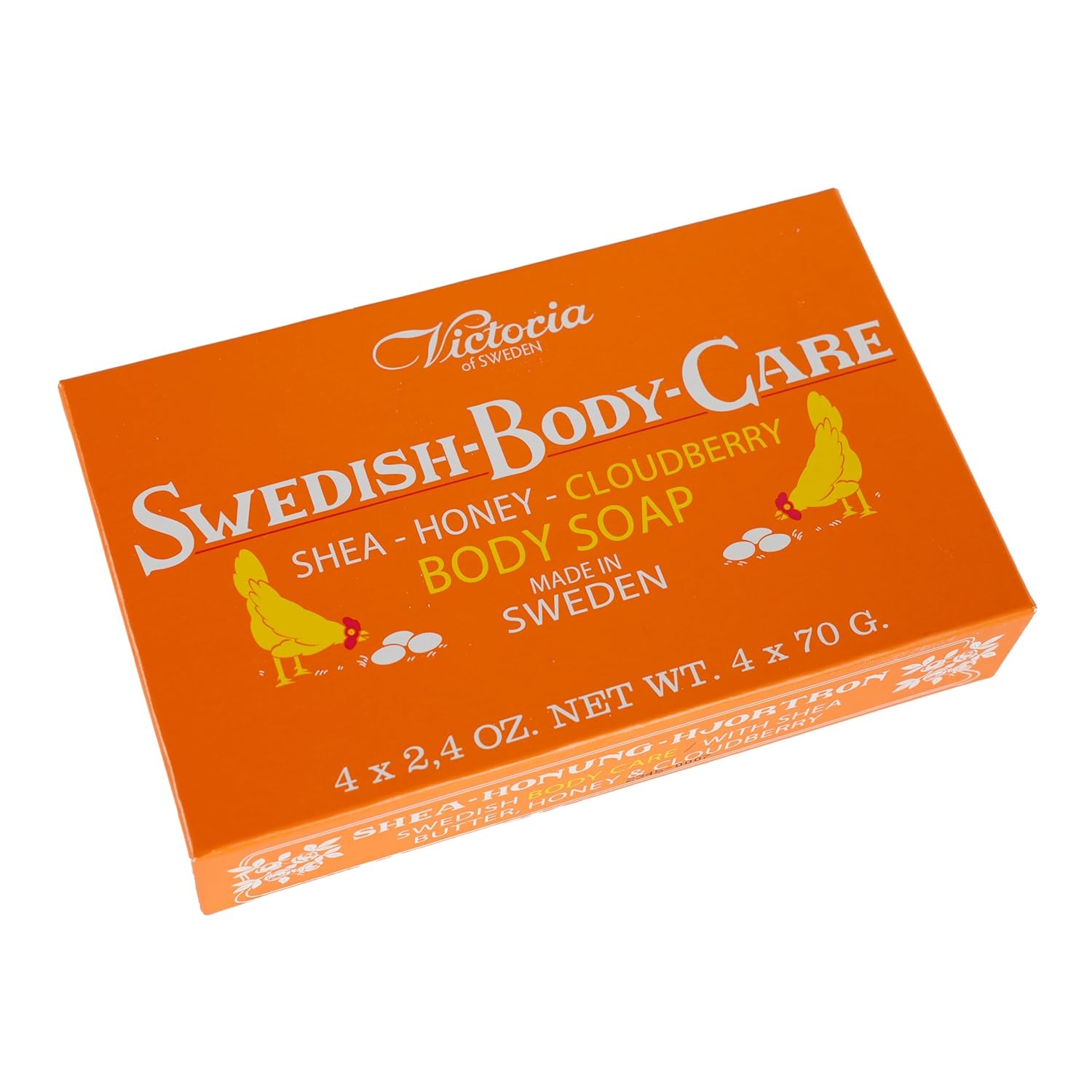 VICTORIA Body Soap Shea-Honey & Cloudberry (4-Pack) – Vitamin-Rich Refreshment for Glowing Skin, Calming Nordic Scent, Egg White Formula, Swedish Beauty, 2.4oz x 4