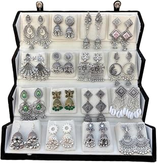 Mirakii Jewels Oxidized Silver Jhumka Earrings Set for Women & Girls (16 Pairs) | Traditional Jhumki Combo | Multi Design ... Price In India