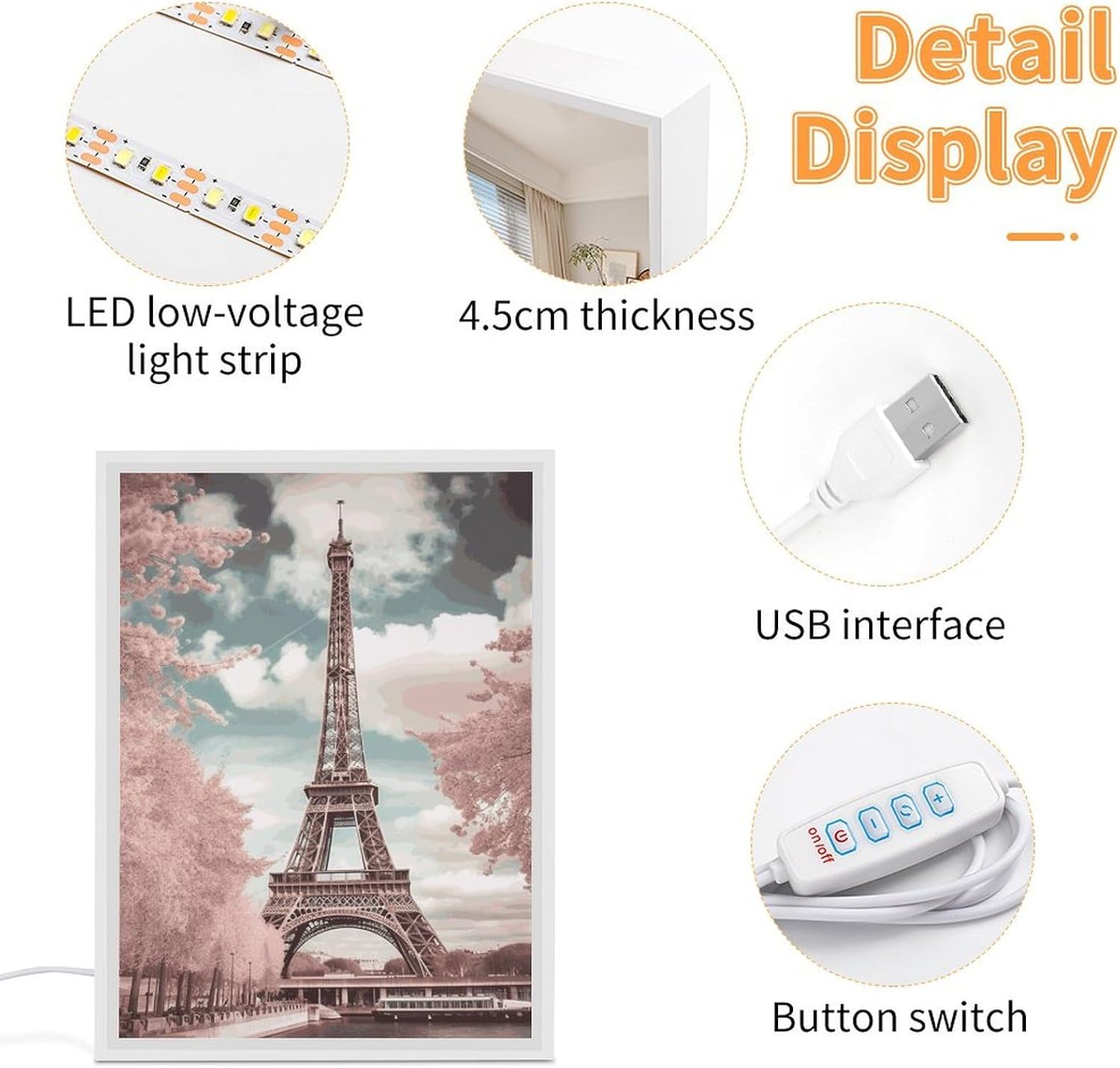 Vintage Style Eiffel Tower Paris Vanity Mirror with Lights Lighted Makeup Mirror with 3-Color Lighting Dimmable LED Makeup Mirror for Vanity Desk Tabletop Bedroom Dressing Room image 4