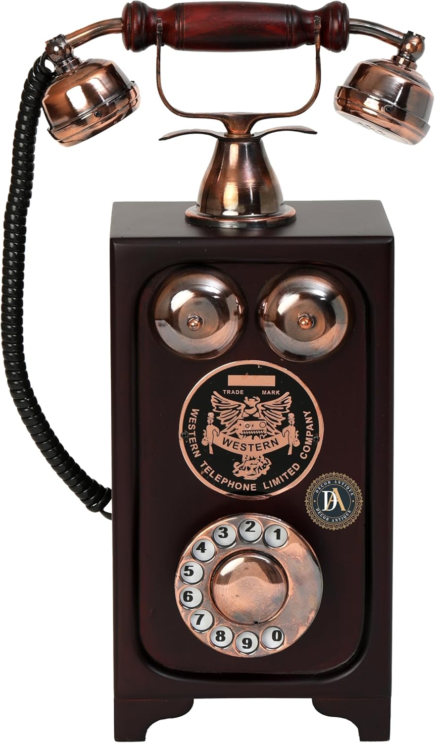 Classic Table Mount – Retro Design Retro Non-Function Handcrafted Wood Antique Landline Telephone