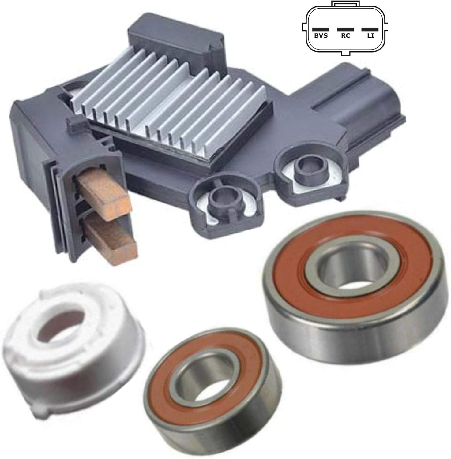 Alternator Rebuild Kit; OEM Voltage Regulator with Brushes & Bearings Compatible for Ford 2010-2016 Truck & Superduty 6.2L with 150 Amp Valeo FG15S024 or FG15S090