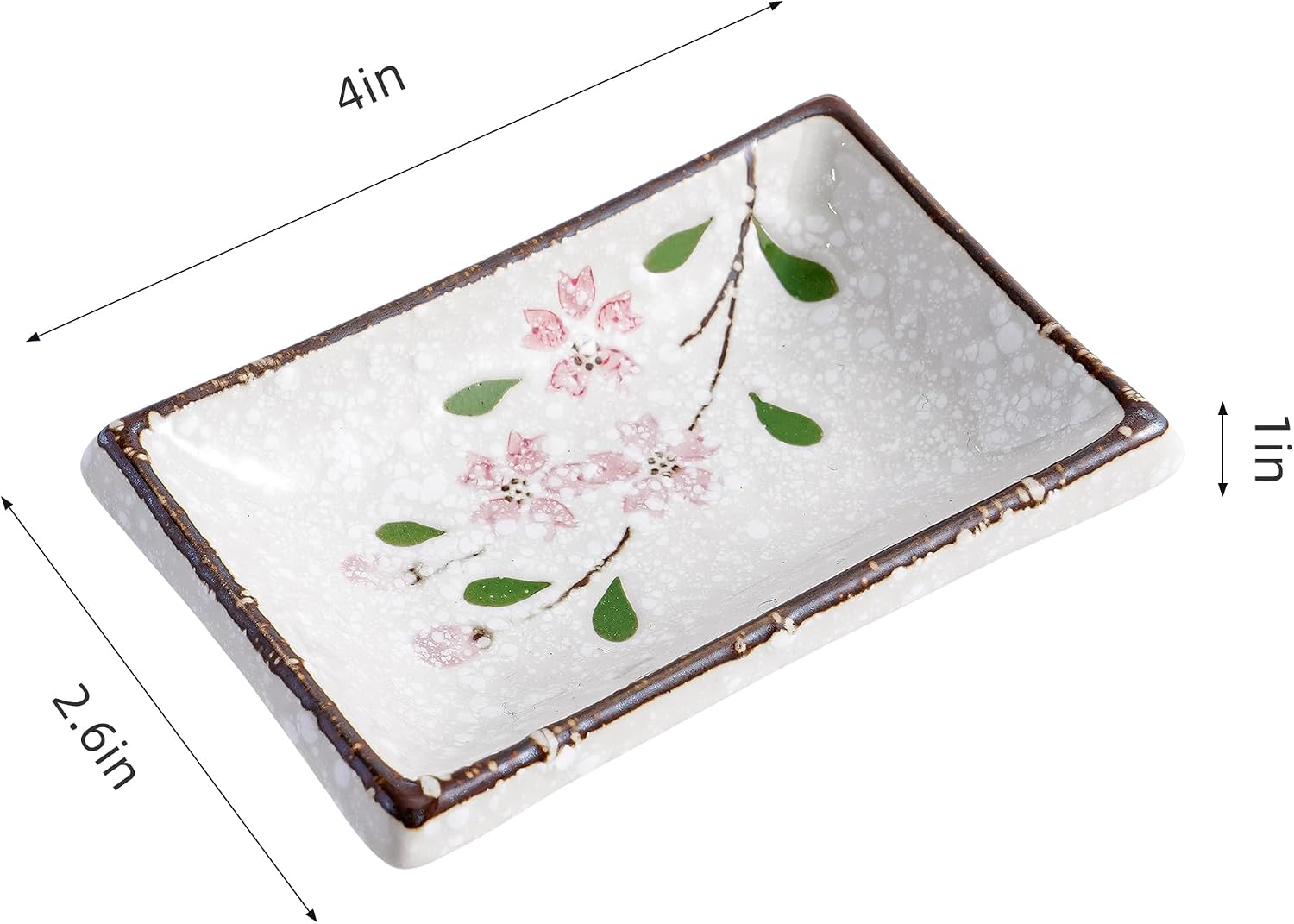 4 Inch Ceramic Sauce Dish Japanese Seasoning Dishes Rectangular Sushi Dipping Bowl Appetizer Plates Serving Snack Dishes for Home Kicthen (72Pack, Pink Sakura)