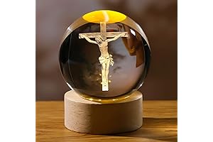 Exquisite 3D Jesus Crystal Cross Figurine Night Light
