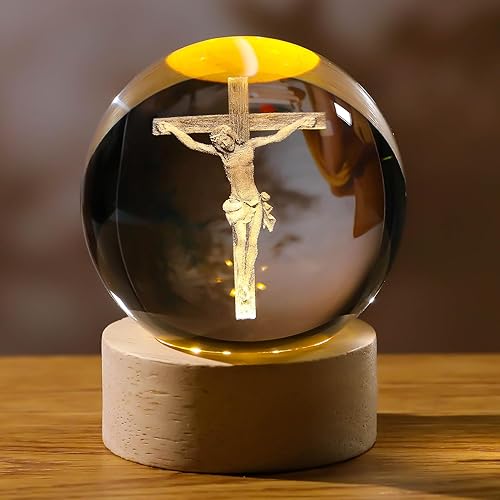 Arikyrist 3D Crystal Cross Jesus Figurine Statue, 3D Jesus Nativity