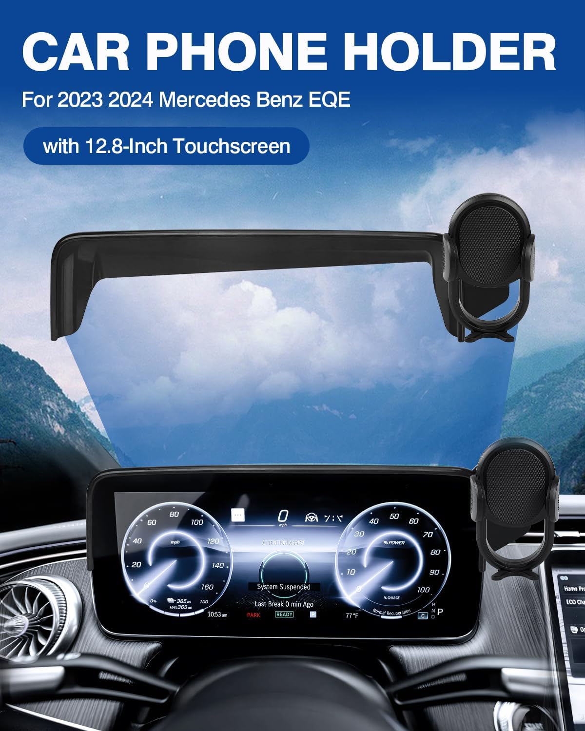 Autorder Car Phone Holder for 2023 2024 2025 Mercedes Benz EQE Accessories Phone Mount Screen Cell Phone Automobile Cradles Hands-Free 360 Degree Rotation