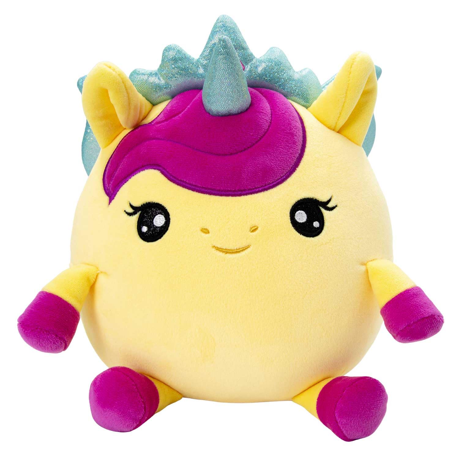 SquishPets Plush Medium GALUPY Rainbow Unicorn Casey - Cute Soft Toy with Glitter Wings, Kawaii Stuffed Animal for Kids, Yellow