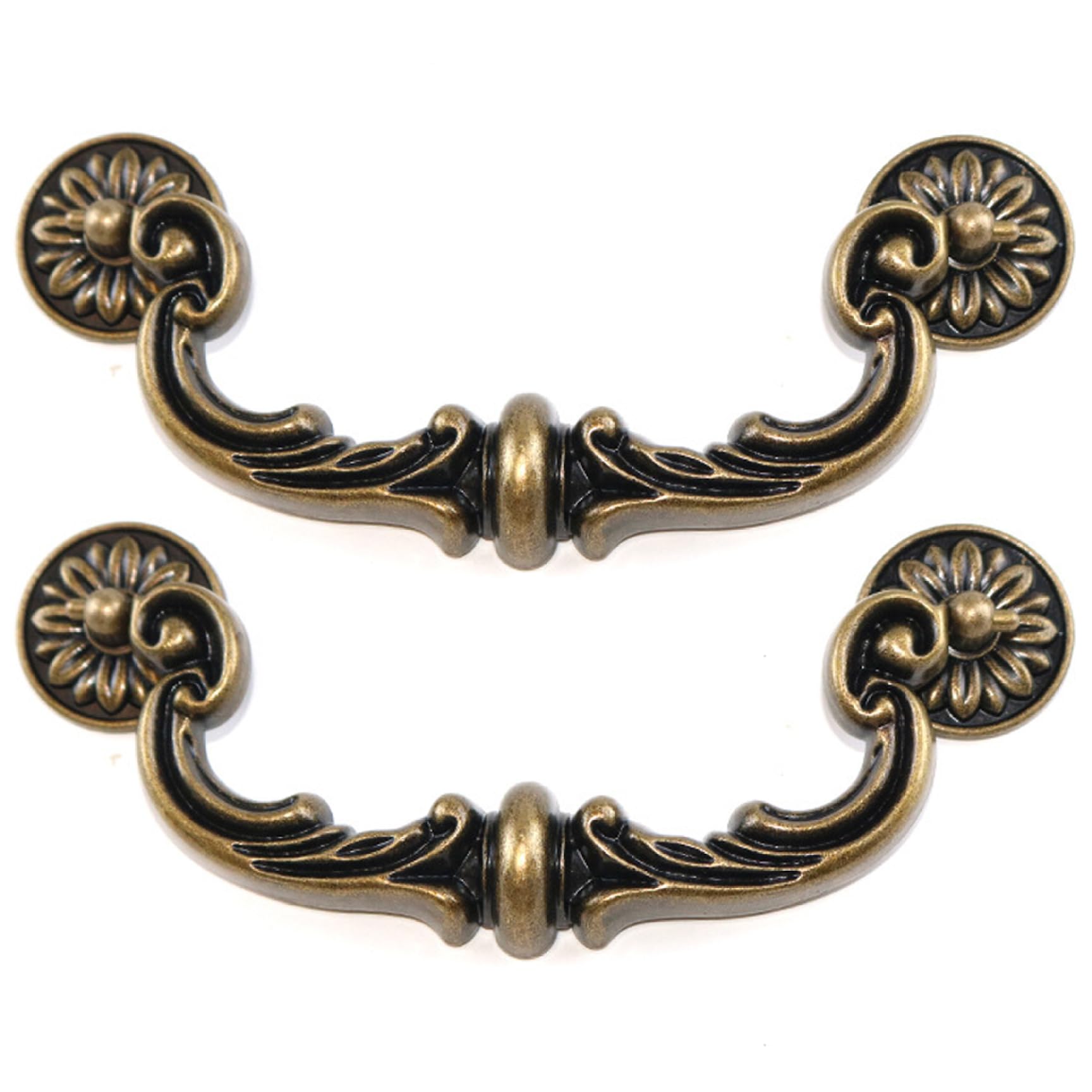 Dagllgew Bronze 2Pcs Dresser Drawer Handles, Heavy-Duty Zinc Alloy Vintage Drawer Pulls Ornate Floral 6In Center Cabinet Pull For Dresser, Cabinet, Furniture, Handle Antique Pulls