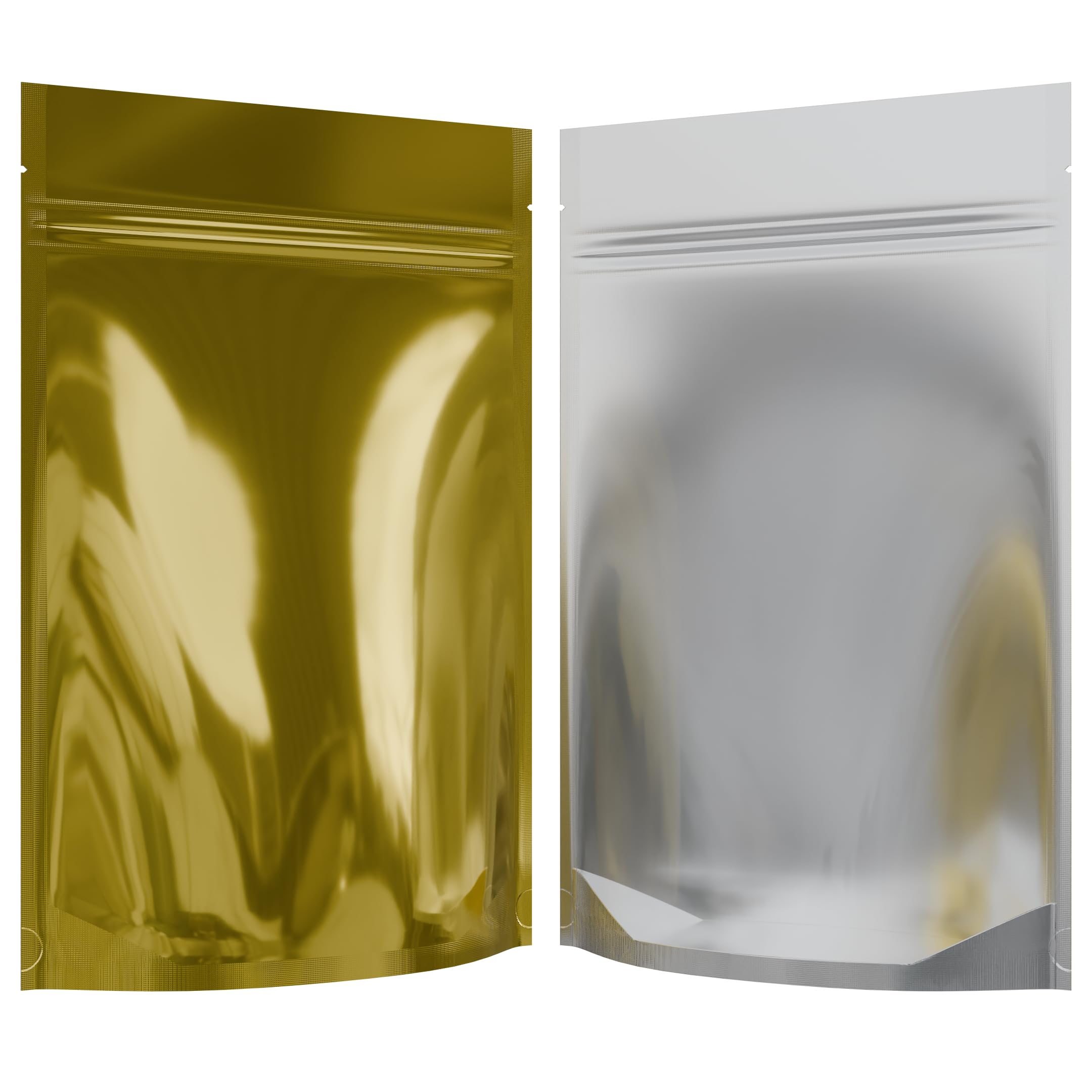 Mylar Style Barrier Bags – Zipper w/Heat Seal – 100 Bags (Gloss Gold/Clear, 1 Ounce - 6?x9.25?x2.33?)