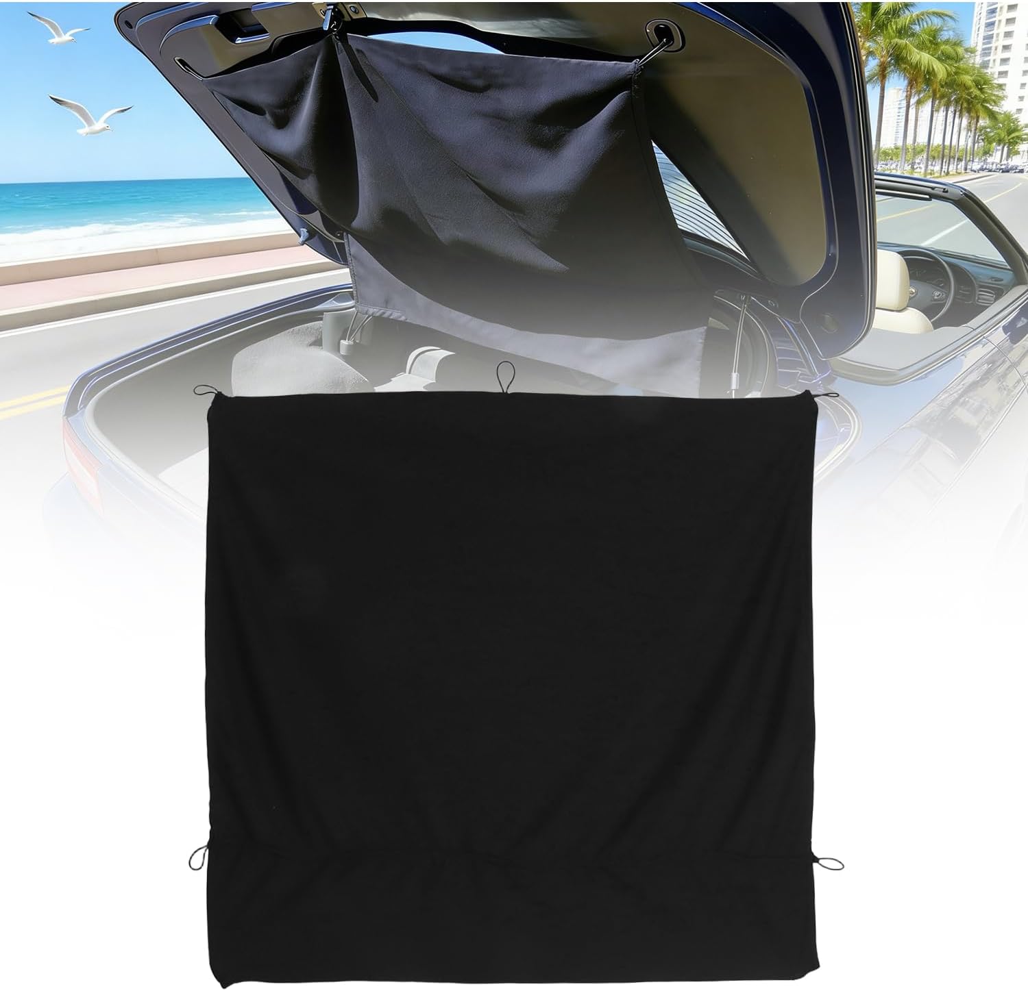 Rear Trunk Security Cargo Shade Cover for Chevrolet Corvette C6 (2005-2013) - Privacy Cover - Hook & Loop Fastener - Black - Coupe Only (Not for Convertible)
