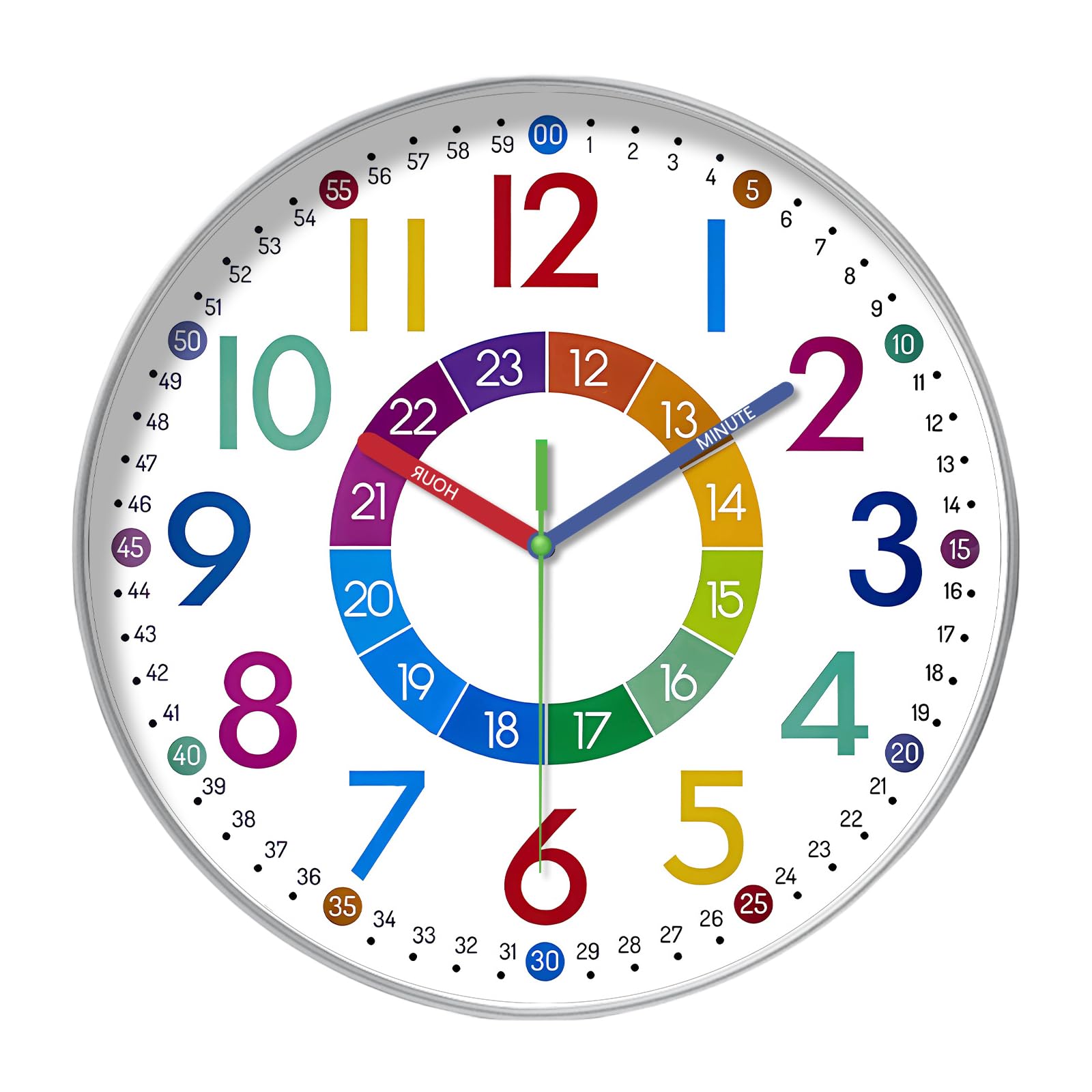 Orologio Didattico Bambini 30cm - Numeri Colorati Per Imparare L'Ora - Foto 13