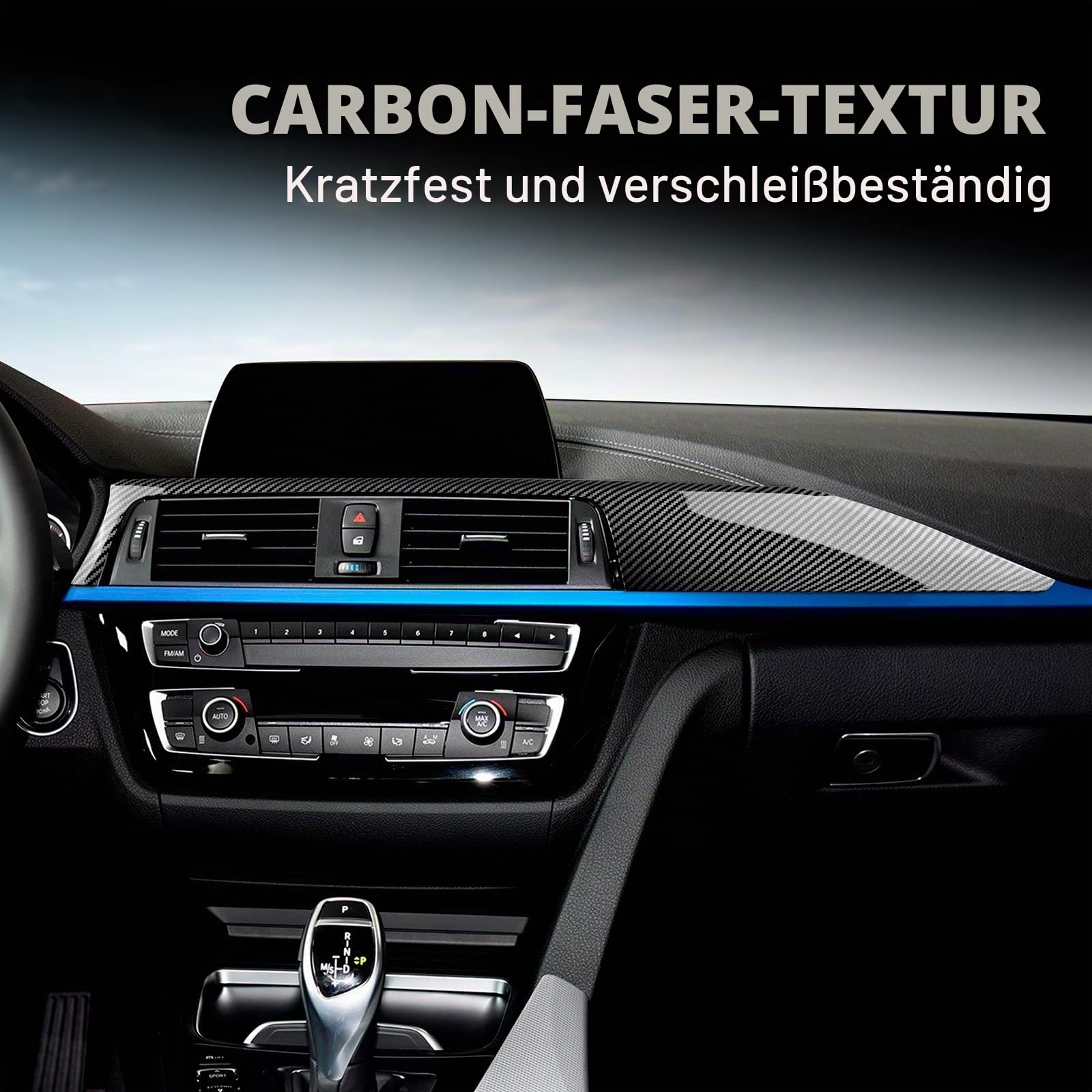 Armaturenbrett-Zierleisten für BMW 3er 2013-2018 ABS Carbon-Optik
