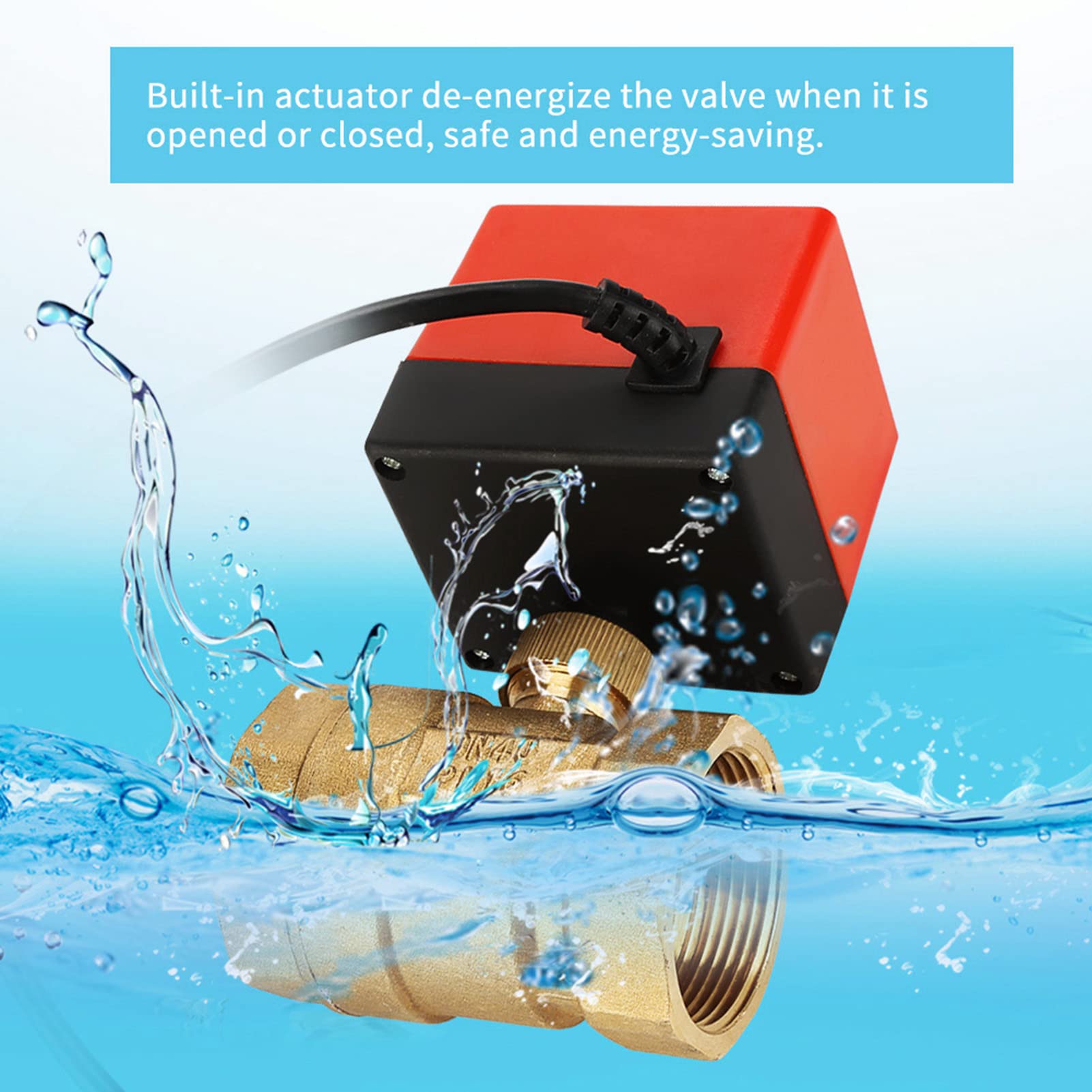 Generic Valvola dell'acqua Intelligente, Valvola a Sfera Motorizzata CC 24V a 2 Vie 3 Filo DN40 G1 - Elettrica a Sfera Motorizzata 1/2" a