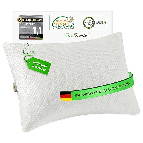 EcoSchlaf® Airflow Kopfkissen – Orthopädisches Kissen – Seitenschläferkissen Nackenkissen aus Memory Foam – Ergonomisches Nackenstützkissen – Nackenschmerzen – Seitenschläfer Pillow – Schlafkissen