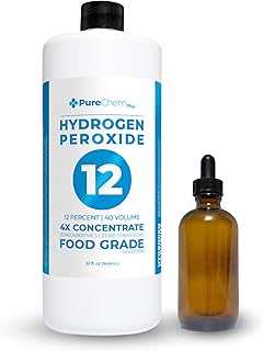 Hydrogen Peroxide 12 Percent (32oz + Dropper) - Hydrogen Peroxide Cleaner - Dilute and Spray 12% Hydrogen Peroxide on Counters, Bathtubs, Floors or Carpets - Food Grade Hydrogen Peroxide 12 Percent