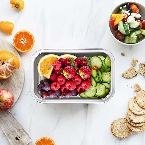 Miniatura 6 de Hystun Lonchera de acero inoxidable para niños, caja Bento de 13 onzas para niños, fácil de abrir, apta para lavavajillas, lonchera Bento para