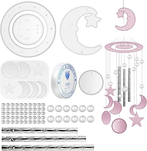 EXCEART Moldes de resina para campanillas de viento diseño de la serie Star Moon moldes de resina de campanilla de viento kit de silicona moldes de