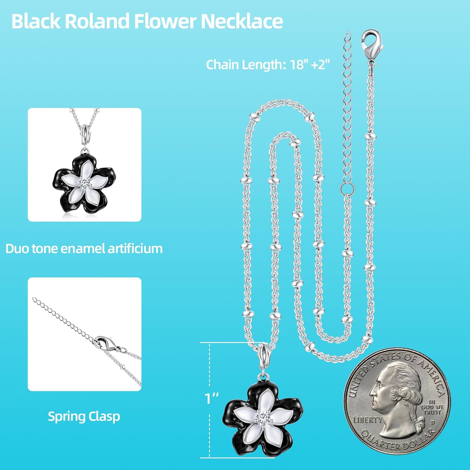Flower Necklace for Women, 925 Sterling Silver Black Lorraine Necklace Pendant Necklaces Jewelry Mother's Day Anniversary Birthday Christmas Special Occasion Gift For Her Mom Wife Girlfriend Grandma - Image 5