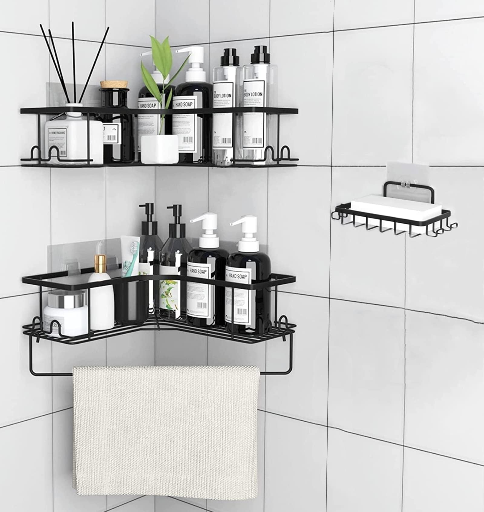 Simplehuman Spann-Duschcaddy – Teleskopierbar 1,5–2,4 M, Gebürsteter Stahl, 3 Verstellbare Ablagen, Ohne Bohren