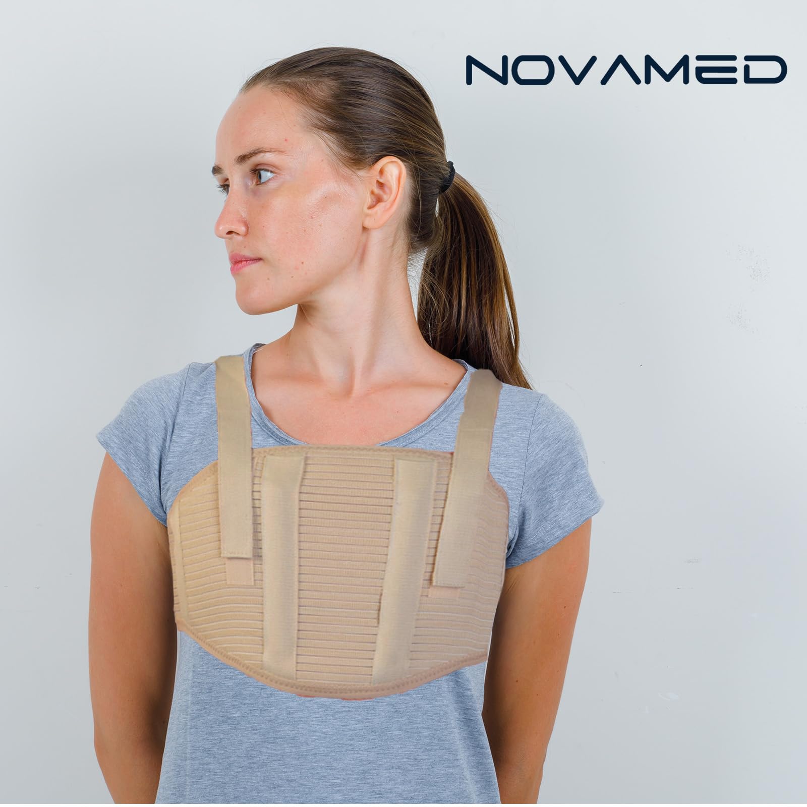 NOVAMED Brustkorsett mit Hosenträgern – ideal für die postoperative Regeneration, gebrochene Rippen und Brustbein