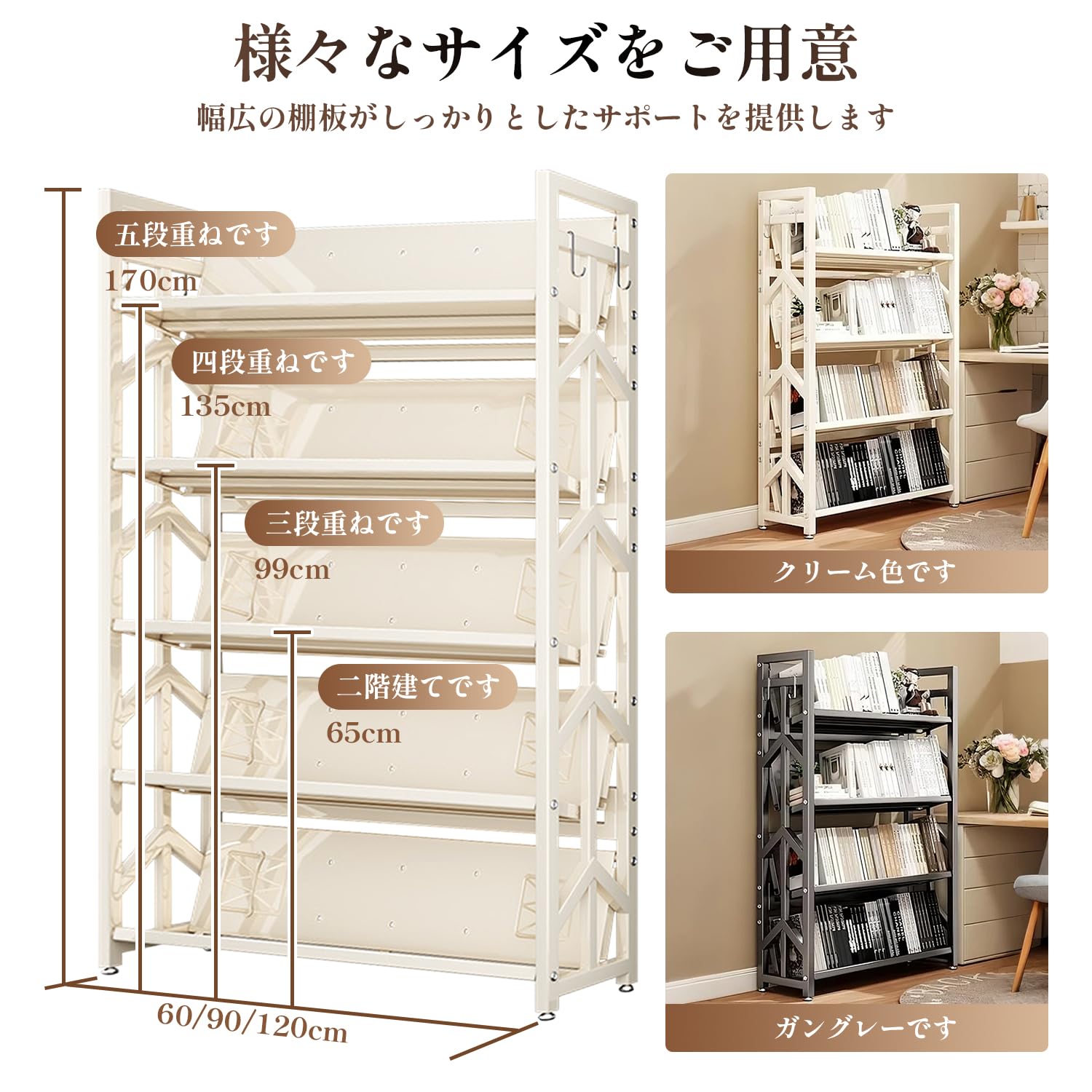 Amazon｜スチールラック オープンシェルフ 120*26.2*135cm 加厚 炭素鋼 