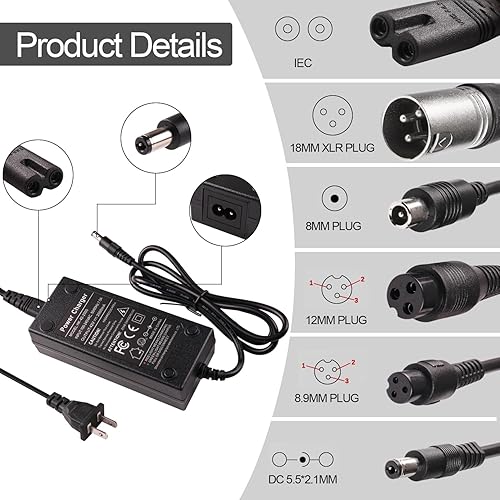 Miniatura 2 de Cargador de 42V 2A 1 clavija para 36V Lithium Ebike Escooter Compatible con Gotrax y todas las marcas Scooter de bicicleta eléctrica 0.217 in Plug