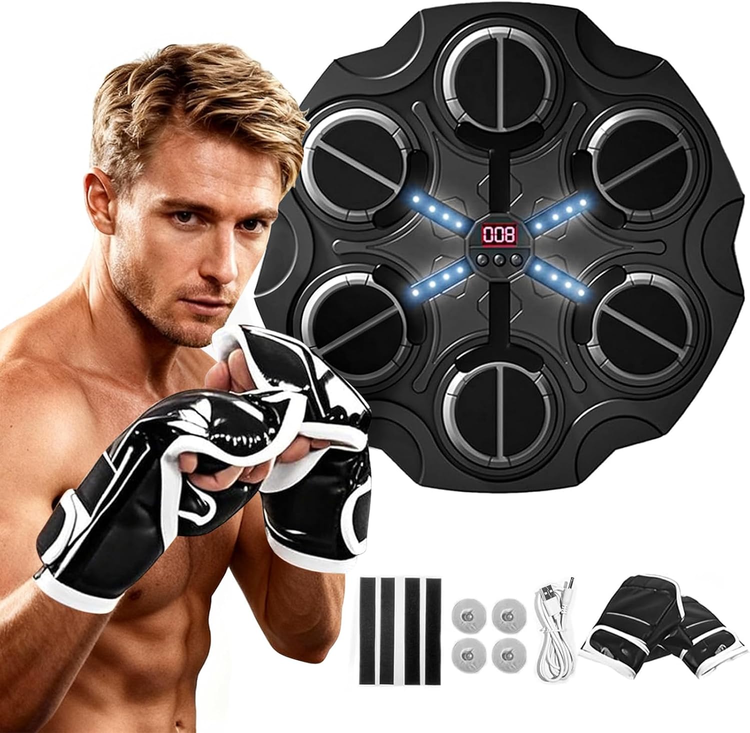 Music Boxing Machine for Adults Kids,Bluetooth Intelligent Boxing Trainer with Boxing Gloves, Home, Office, Gym Sports Exercise Target Equipment