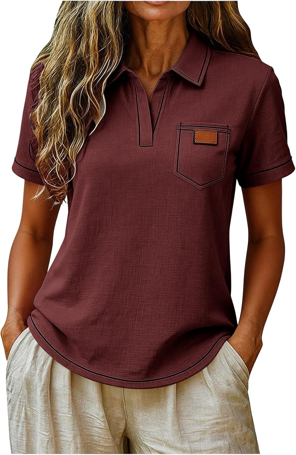 Summer Collard Shirts for Women Short Sleeve Dressy Causal Tops Business Workout Shirt Loose Fit Tshirts Blouses