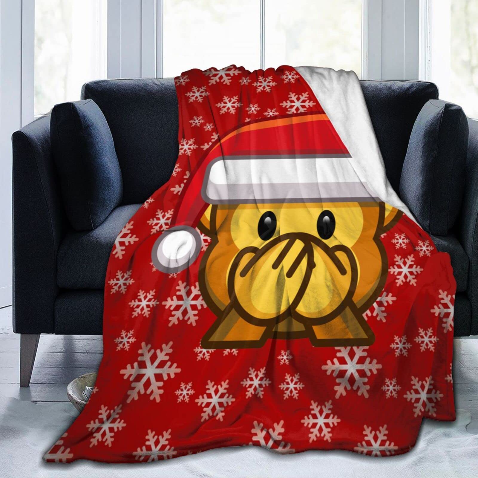 Lsjuee Christmas Monkey Throw Blanket Warm Cozy Blankets Lightweight Soft Cozy Flannel Winter Holiday Blanket for Sofa Couch Bed Office Xmas Gift 60"X50"