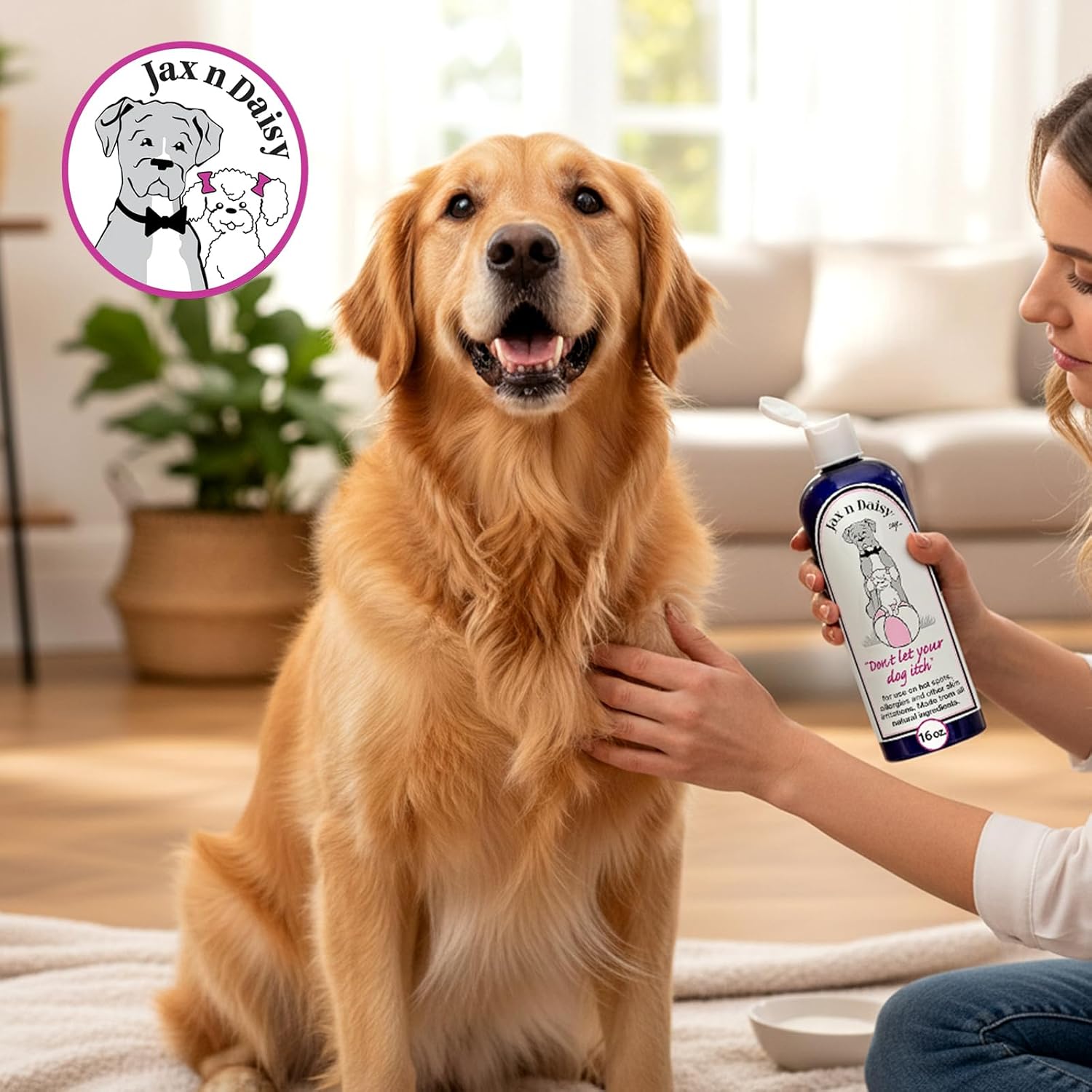 Jax N Daisy Don’t Let Your Dog Itch Lotion, 16 oz – Itch Relief for Dogs, Anti-Itch Skin Soother & Grooming Care
