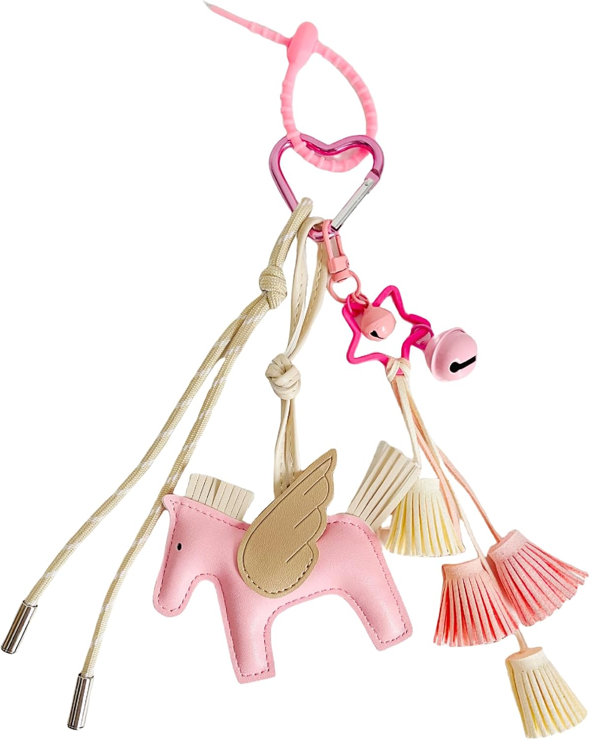 QTMY Cute Horse Tassel Keychain Bag Charms for Handbag Purse Backpack Accessories for Bogg Bag,653
