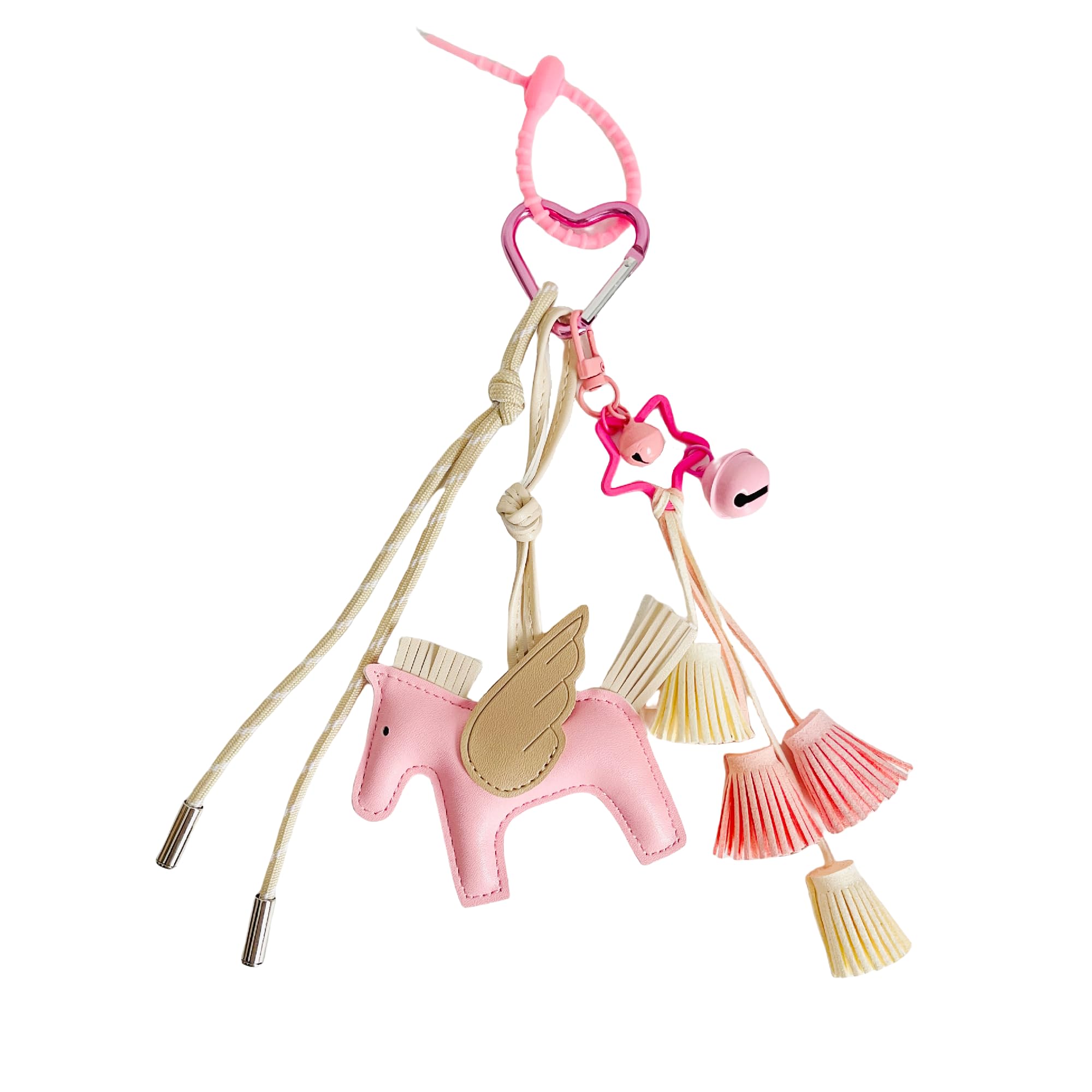 QTMY Cute Horse Tassel Keychain Bag Charms for Handbag Purse Backpack Accessories for Bogg Bag,653