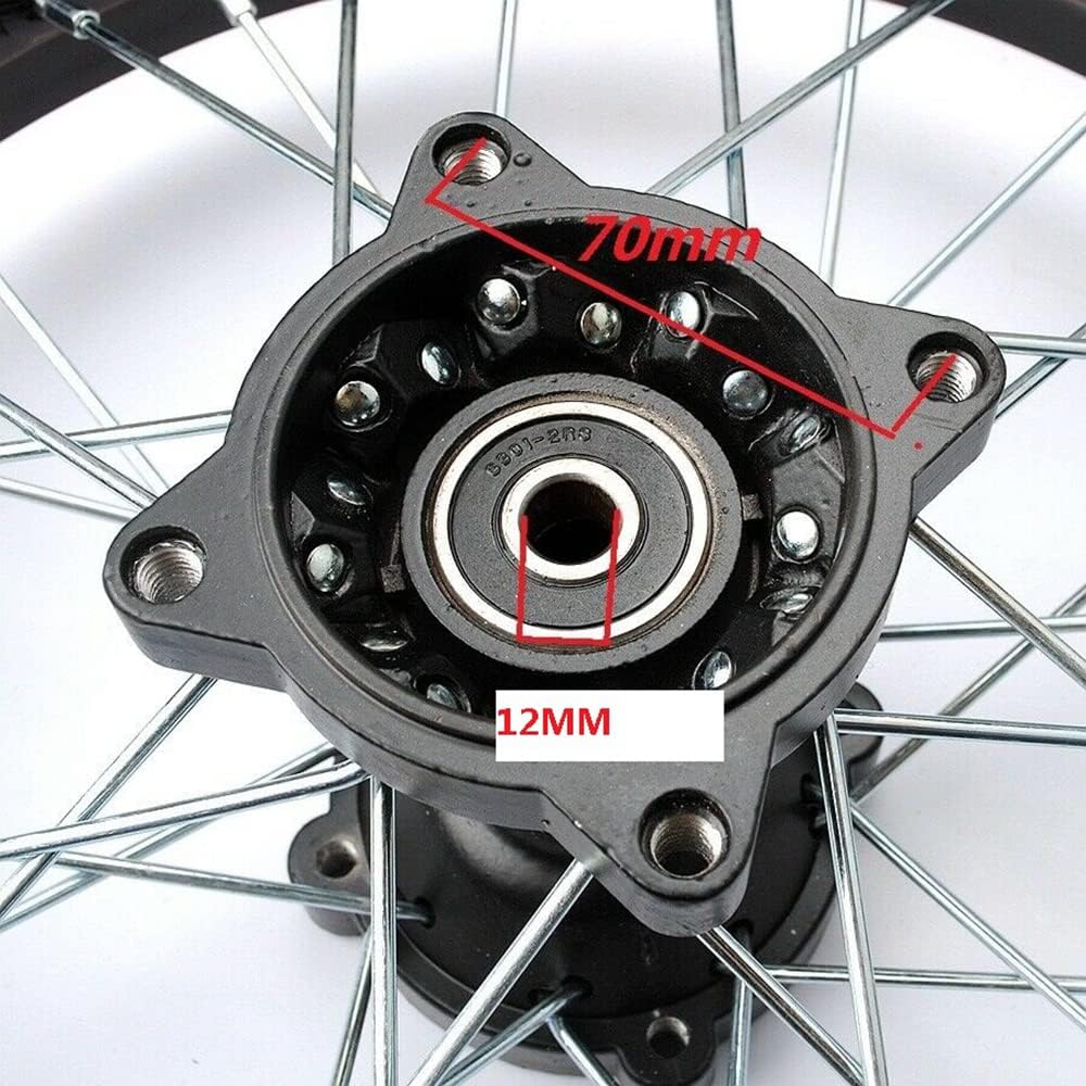 Rim tube tire 80/100-10" Rear Wheel Rim Tire 3.00-10 with 12mm Bearing Assembly for Dirt Bikes Mini Motorcycle Wheels + Tires SSR