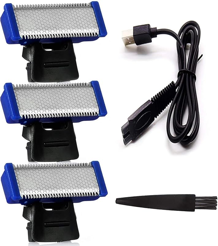 Cabeças de reposição Vini para barbeador elétrico Microtouch Solo versão antiga com cabo USB, 3 cabeças e escova