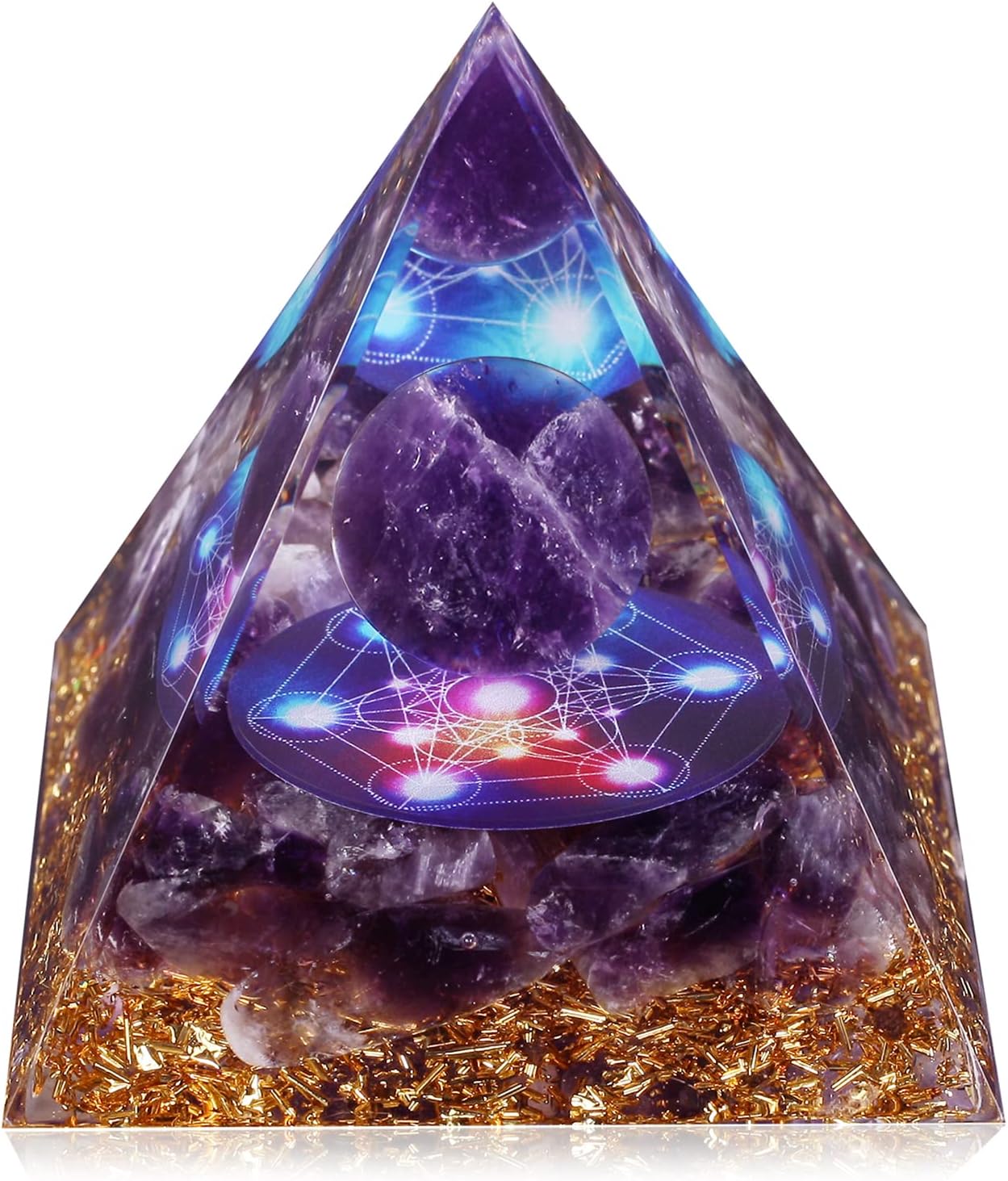 Orgone Pyramid for Positive Energy, Orgonite Amethyst Healing Crystal Pyramids for Reduce Stress Chakra Reiki Healing Meditation Attracts Lucky and Success