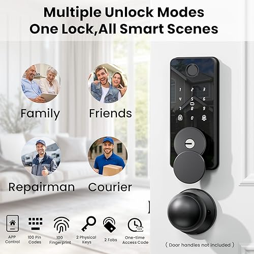 Miniatura 2 de Cerradura de puerta de entrada sin llave, cerradura de puerta inteligente, cerradura de cerrojo inteligente con teclado, bloqueo automático y de un