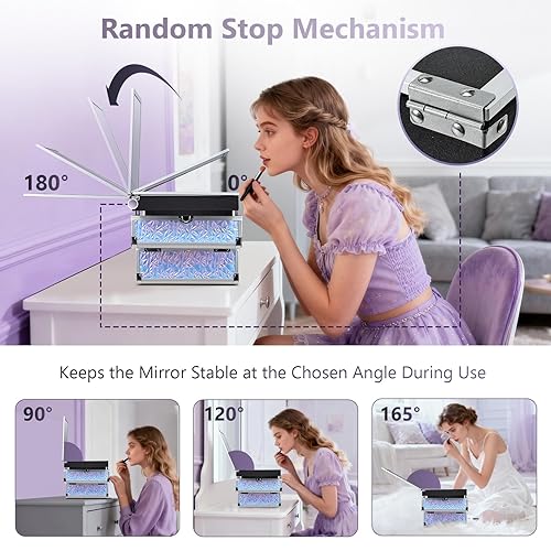 Vista 48 de Joligrace Estuche organizador de maquillaje, caja de maquillaje portátil para cosméticos, estuche de almacenamiento duro con 2 bandejas de bloqueo