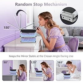 Joligrace Makeup Train Case Makeup Case Organizer Portable Cosmetic Box Storage with 2 Trays Mirror Locking with Keys Make Up Travel Case Nail Kits Traveling Makeup Box Shiny Purple