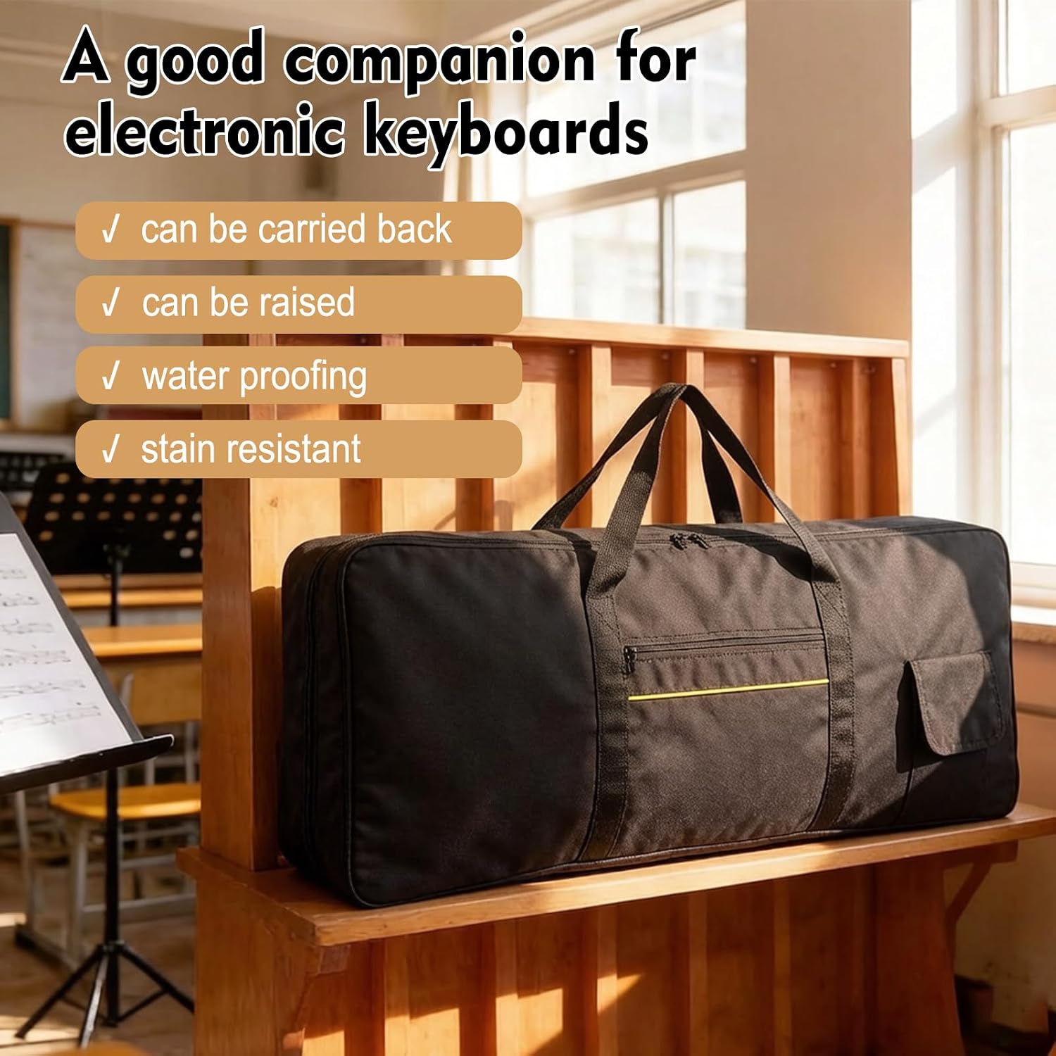 61 Key Keyboard Case, 38.6x16.2x5.1Inch Piano Bag with Handle and Pockets