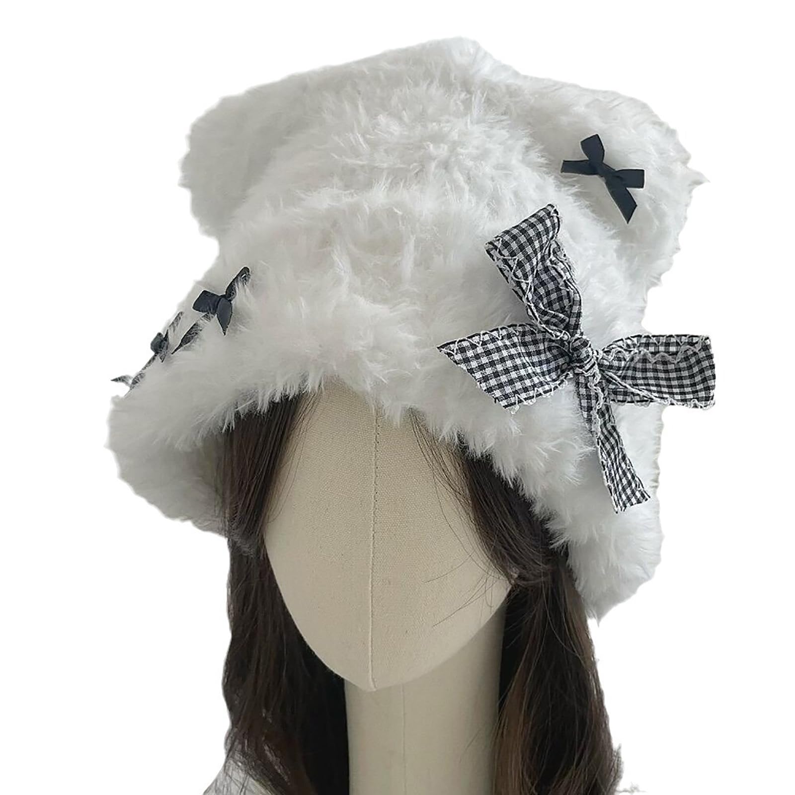 Nawwgy Girls Bowknot Bear Ear Earflap Windproof Trapper Hat Ear Protector Hat Adult Winter Cycling Skiing Supplies