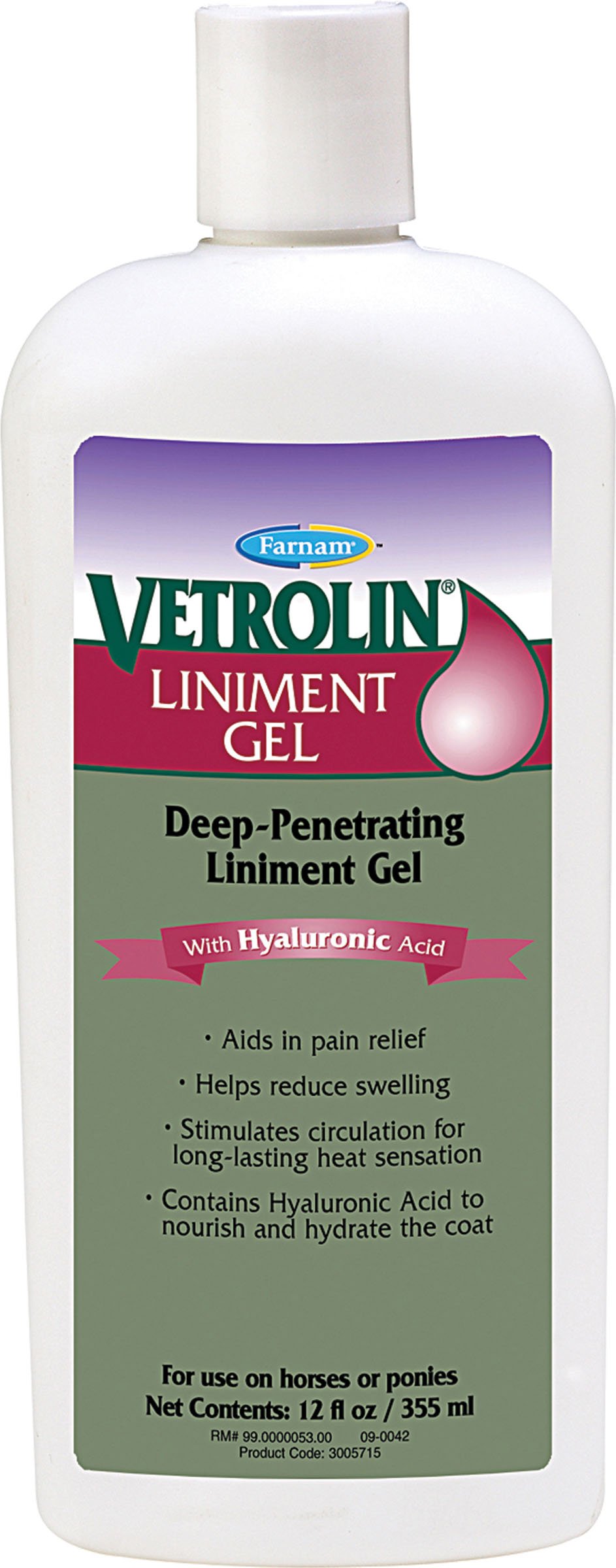 Buy Farnam Vetrolin Horse Liniment Gel with Hyaluronic Acid for Muscle Soreness and Stiffness