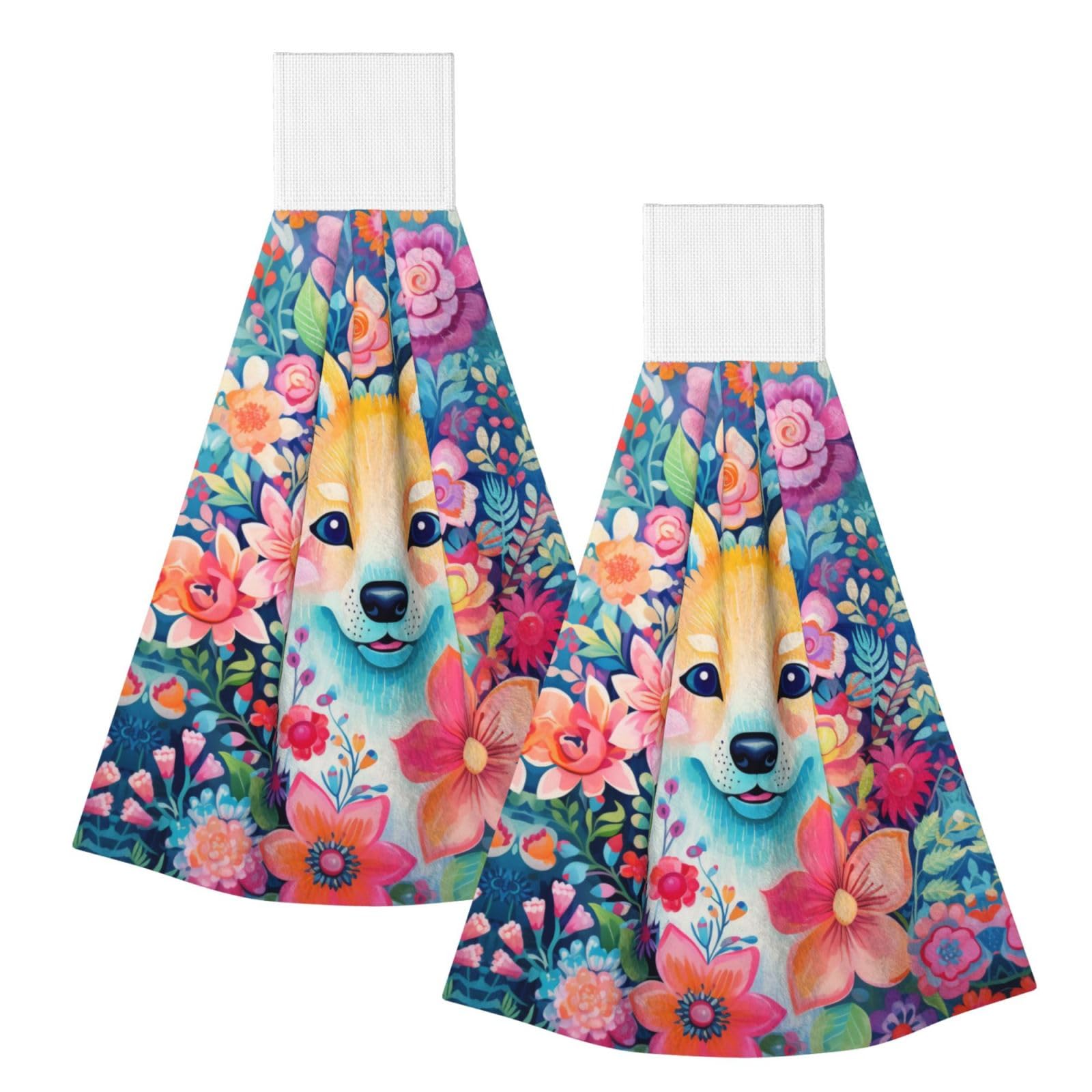 ZQYTGFDC Fox surrounded by flowers Highly Absorbent Dish Towels Soft Coral Fleece Wipe