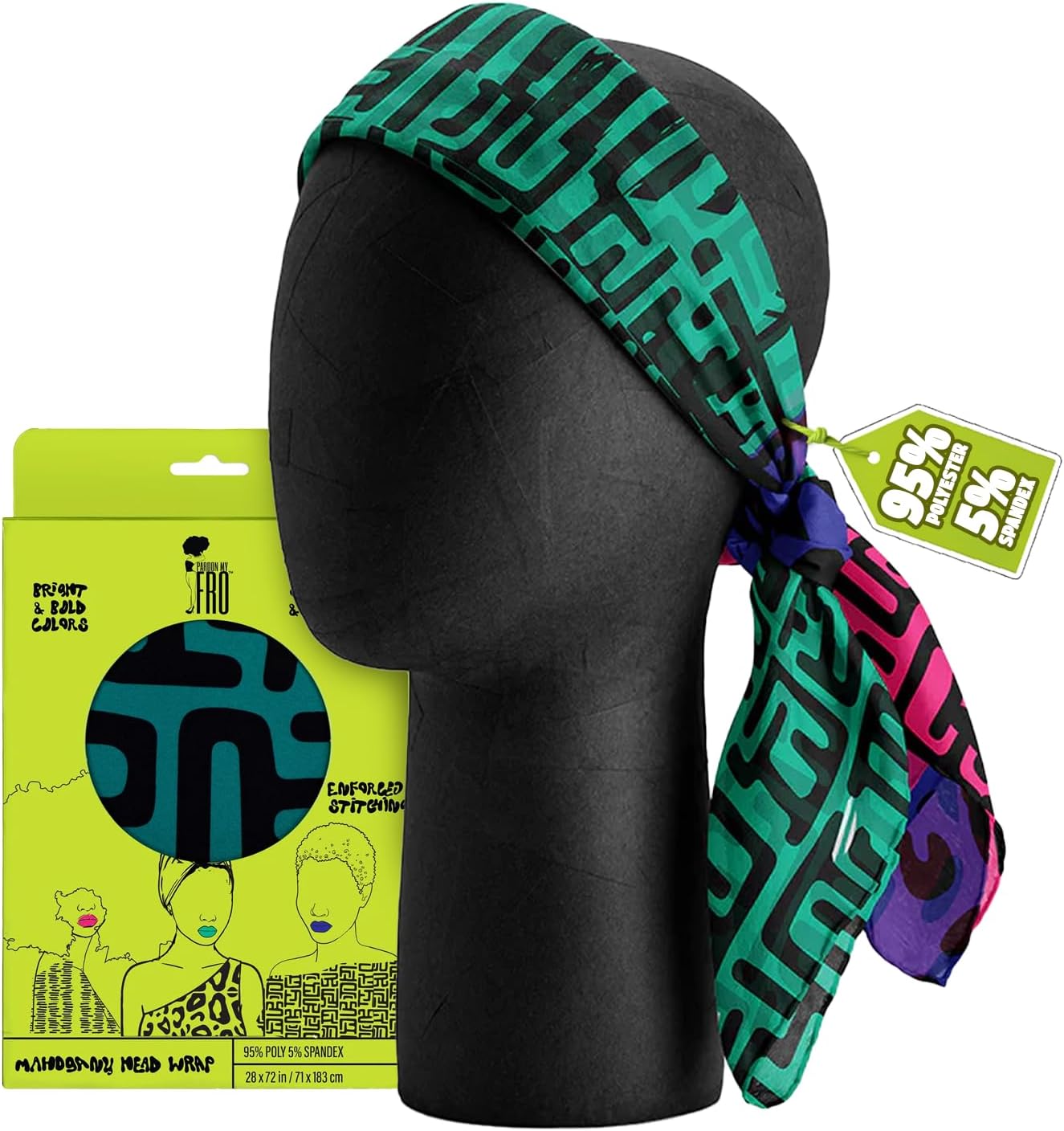 Pardon My Fro Ziggy and Mahogany Headwrap – Stretchy Jersey Turban for Black Women