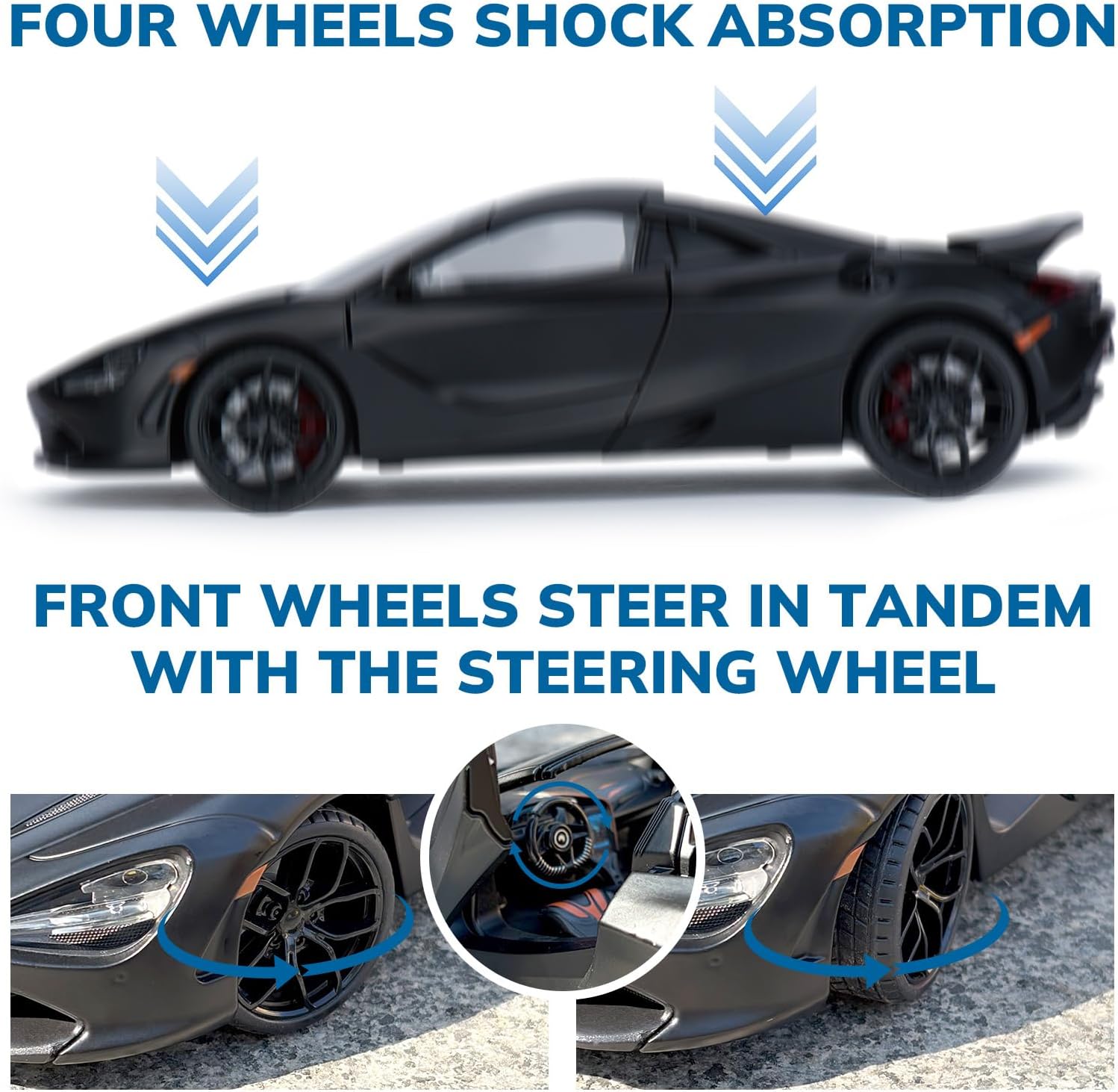 Model Car Kits for Adults and Boys 1 18 Scale Diecast Cars 720S Metal Toy Cars,Pull Back Cars with Lights and Sounds,Car Collectible Die Cast Sports Car Model Kit,Toy Cars for Boys Age 4-7（Black）